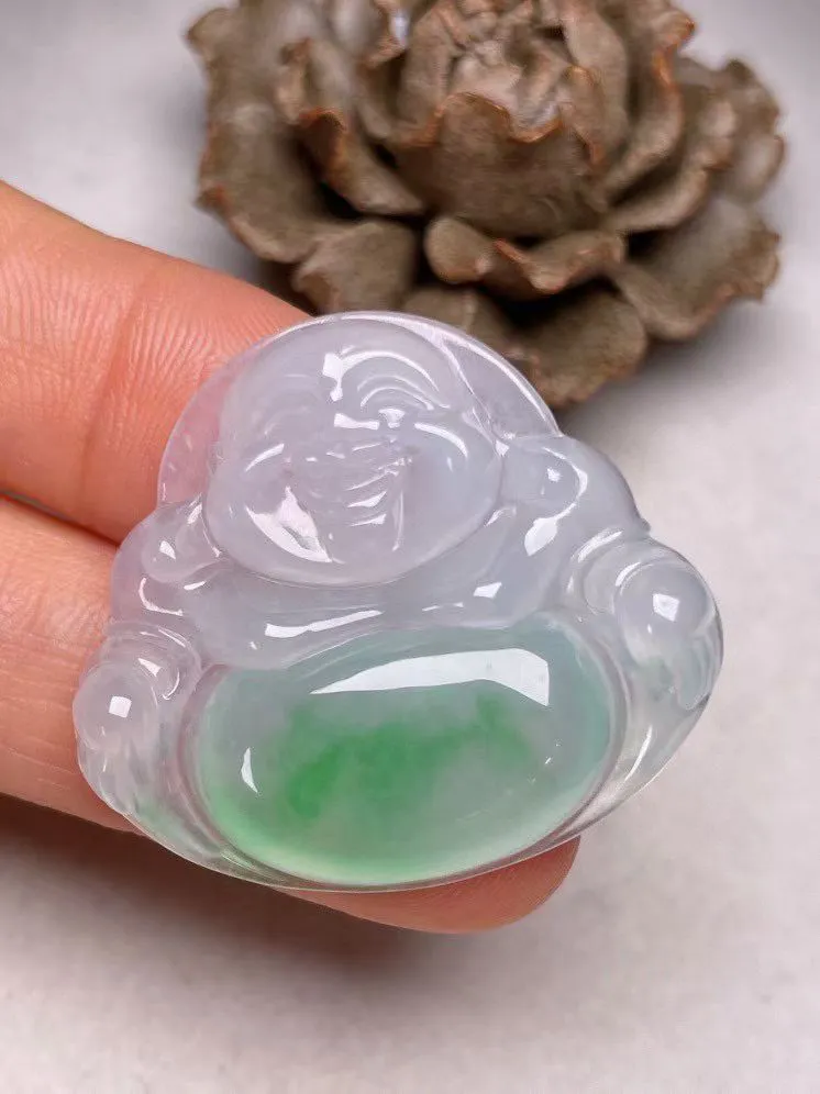 冰种飘绿【佛公】吊坠，种水好，玉质细腻 ，卖相好.