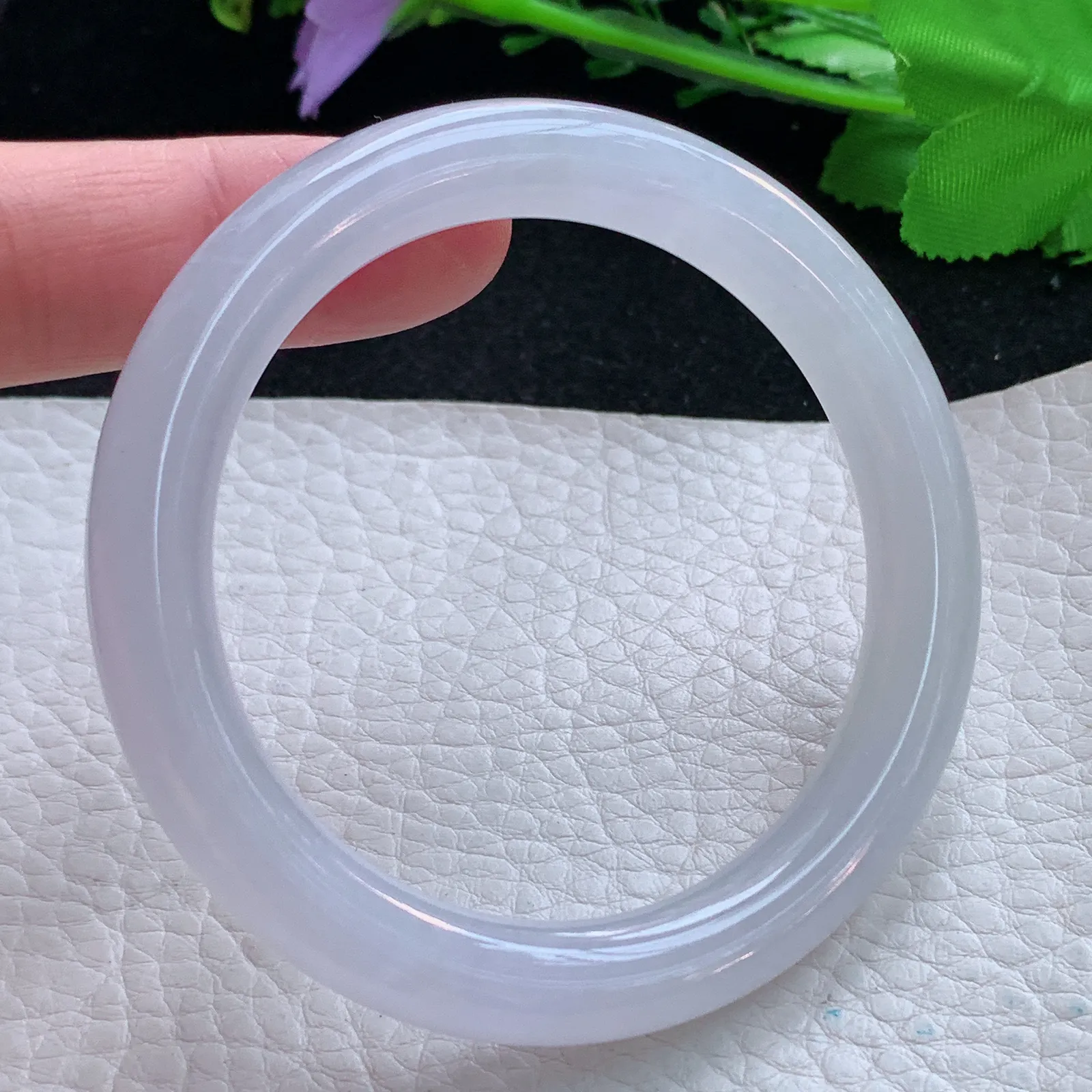 yh小圈口52*9*8.6叮当镯 翡翠a货玉手镯冰纯灵动圆条玉手环 美人镯