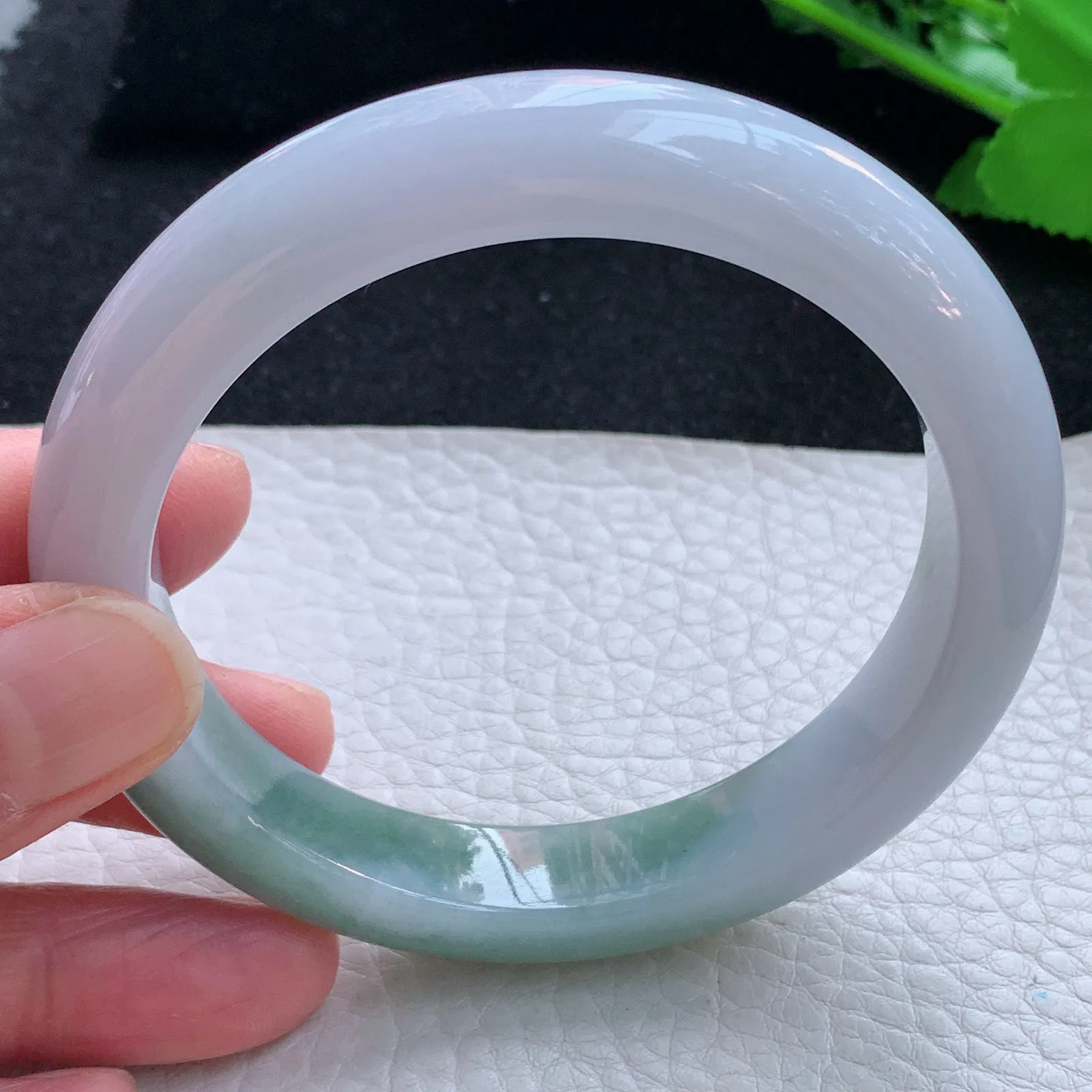 z大圈口60*12*9平安镯 缅甸翡翠a货玉手镯双彩宽边玉手环 平安镯