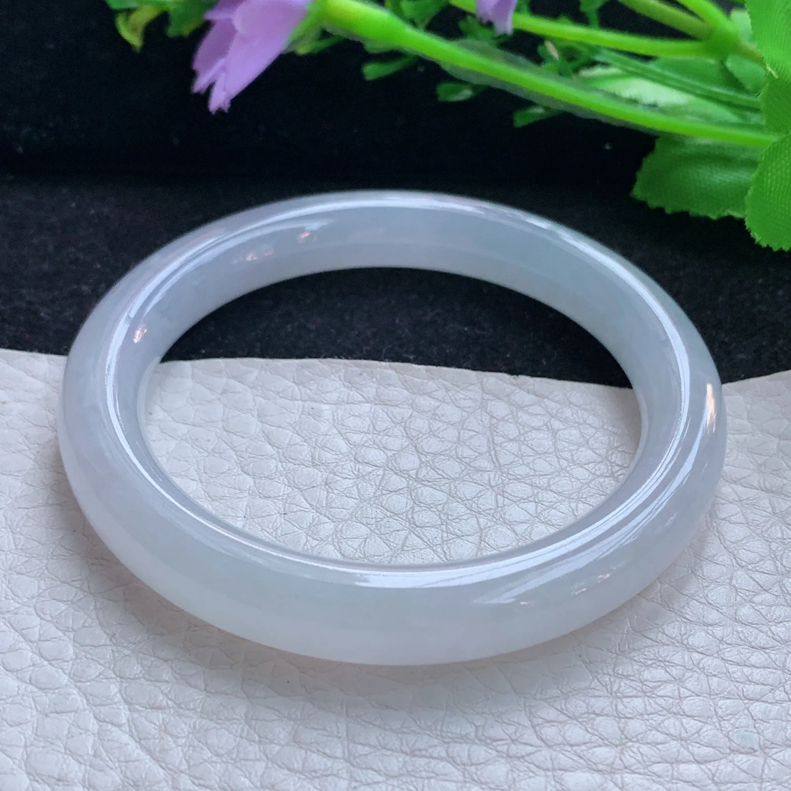 yh小圈口52*9*8.6叮当镯 翡翠a货玉手镯冰纯灵动圆条玉手环 美人镯