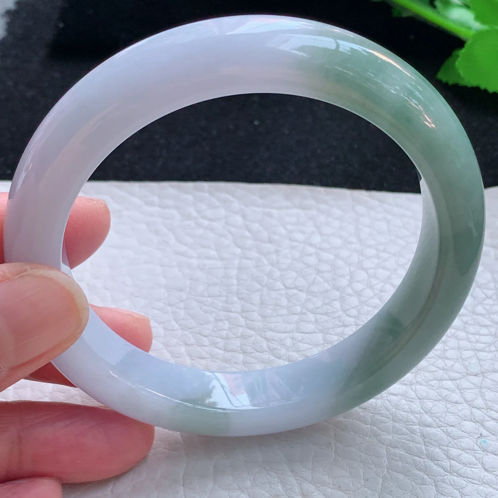 z大圈口60*12*9平安镯 缅甸翡翠a货玉手镯双彩宽边玉手环 平安镯