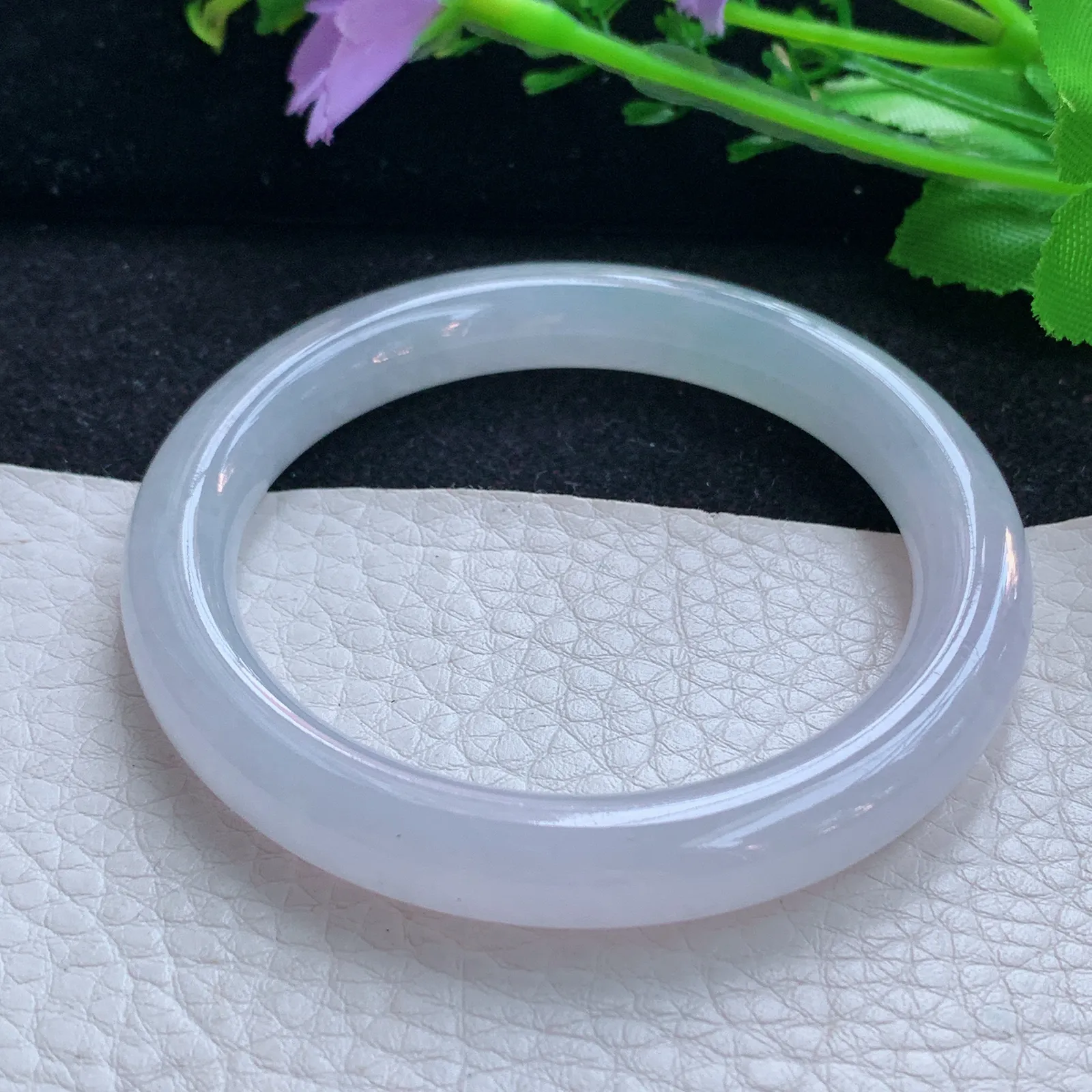 yh小圈口52*9*8.6叮当镯 翡翠a货玉手镯冰纯灵动圆条玉手环 美人镯