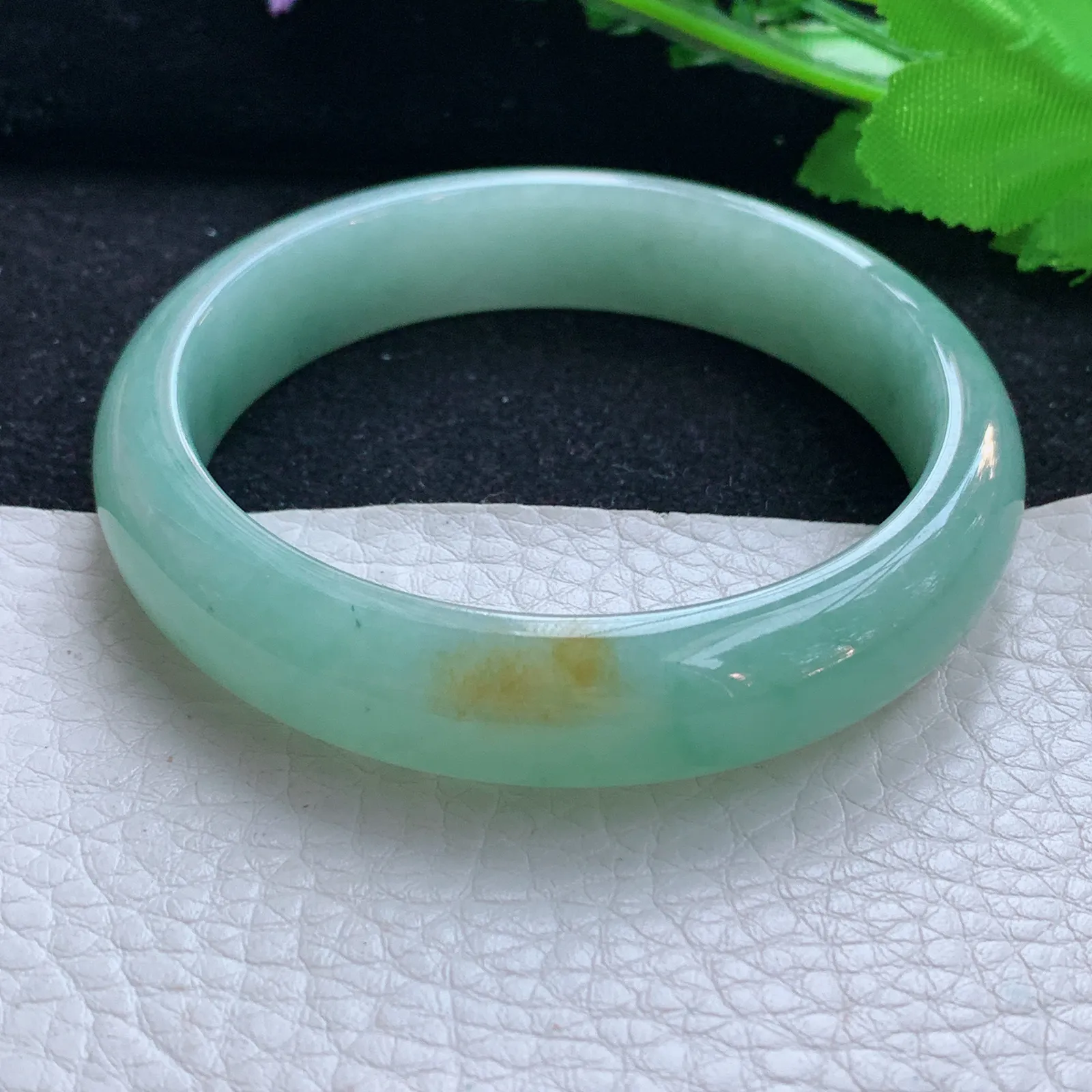 n自然光57*13*7.3平安镯 缅甸翡翠a货玉手镯双彩大气宽边玉手环