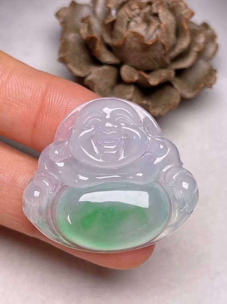 冰种飘绿【佛公】吊坠，种水好，玉质细腻 ，卖相好.