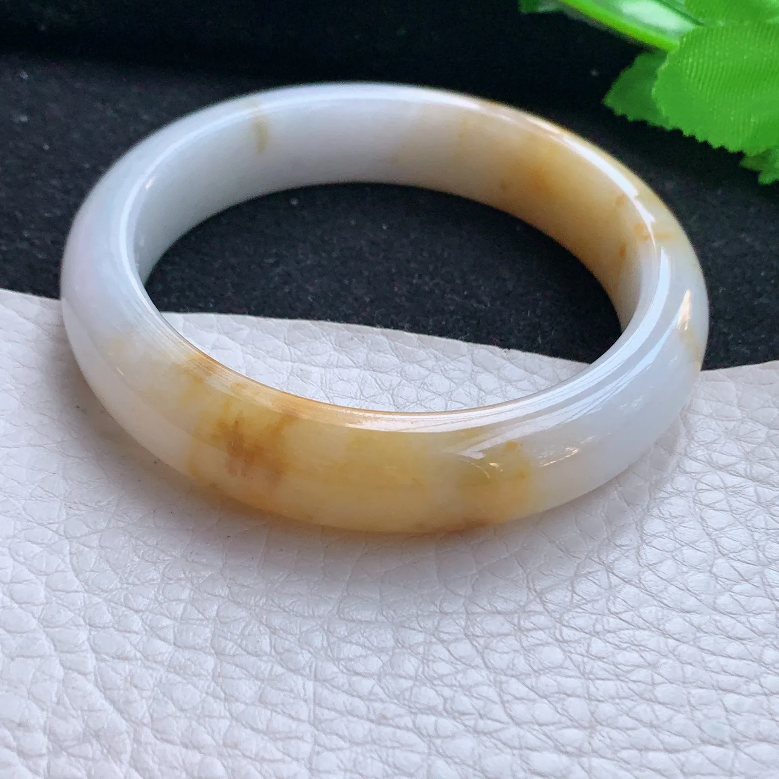 mq自然光54.5*12.5*8招财镯 缅甸翡翠a货玉手镯双彩宽边玉手环