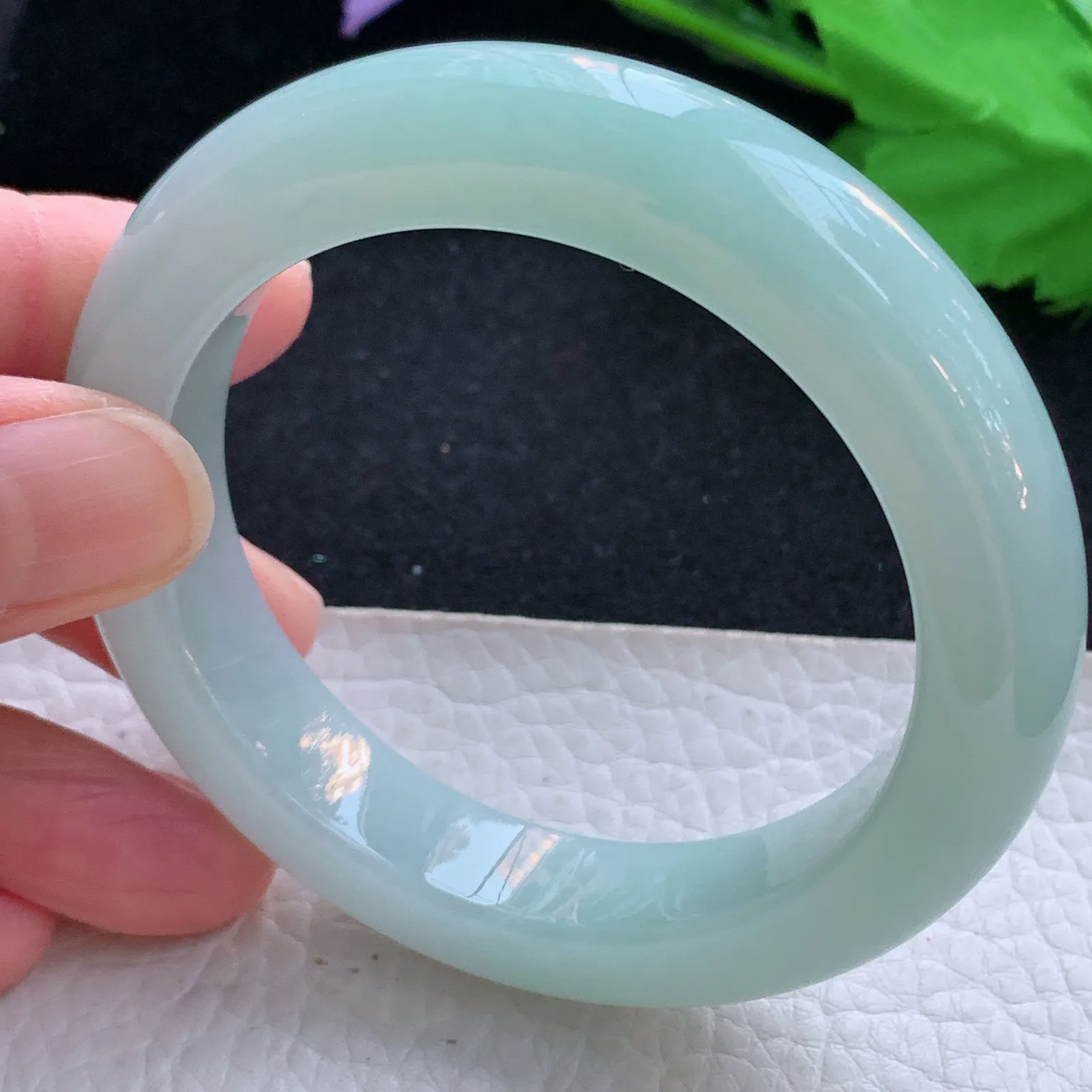 js自然光55*12.8*9.8平安镯 天然缅甸翡翠a货甜绿厚装宽边玉镯子 玉手环