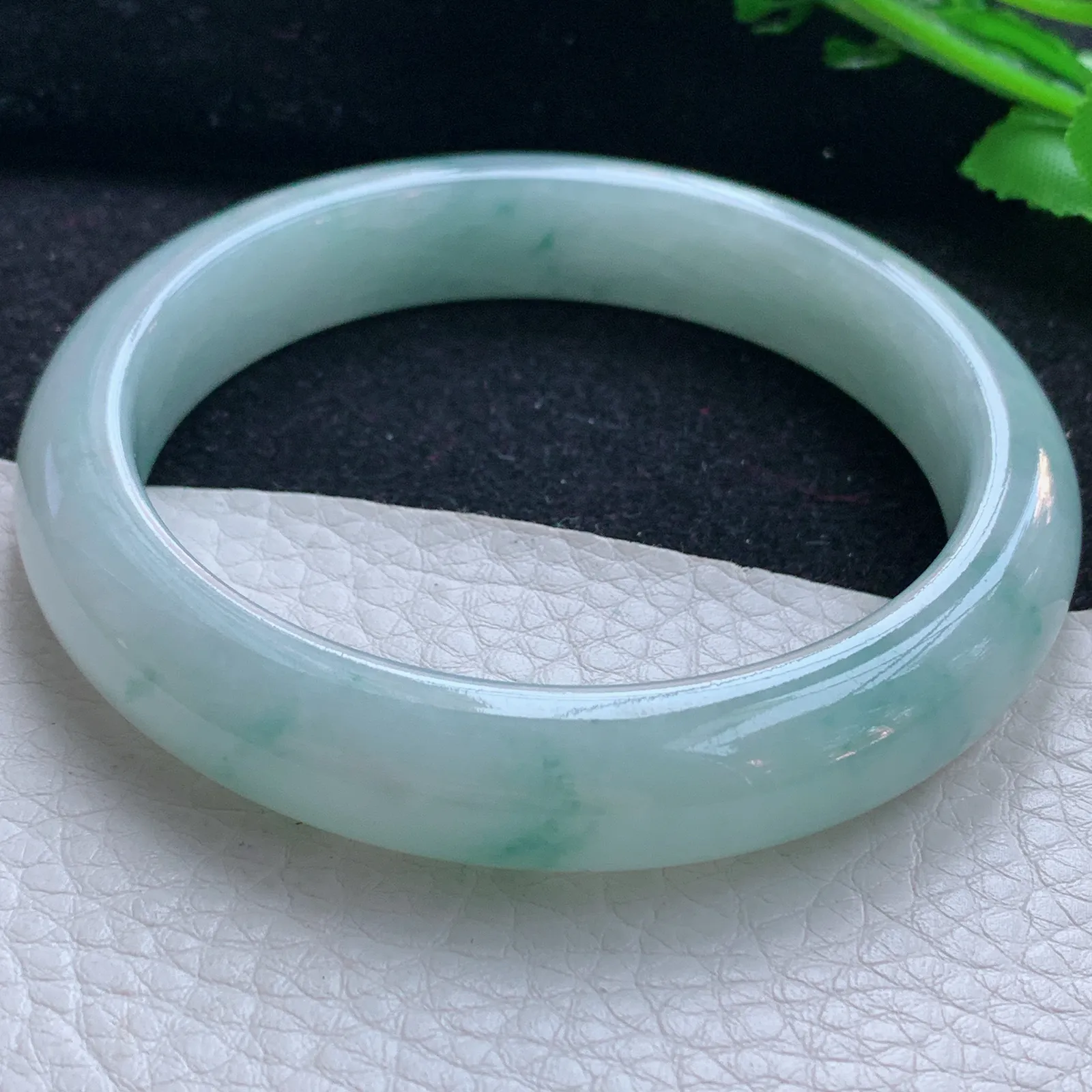 xx大圈口60.5*12*8.5平安镯 缅甸翡翠a货玉手镯冰飘花宽边玉手环