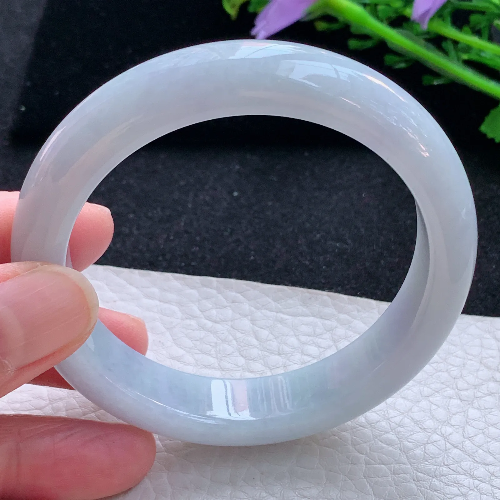 xx自然光57*13.5*8.5平安镯 缅甸翡翠a货玉手镯纯美宽边玉手环