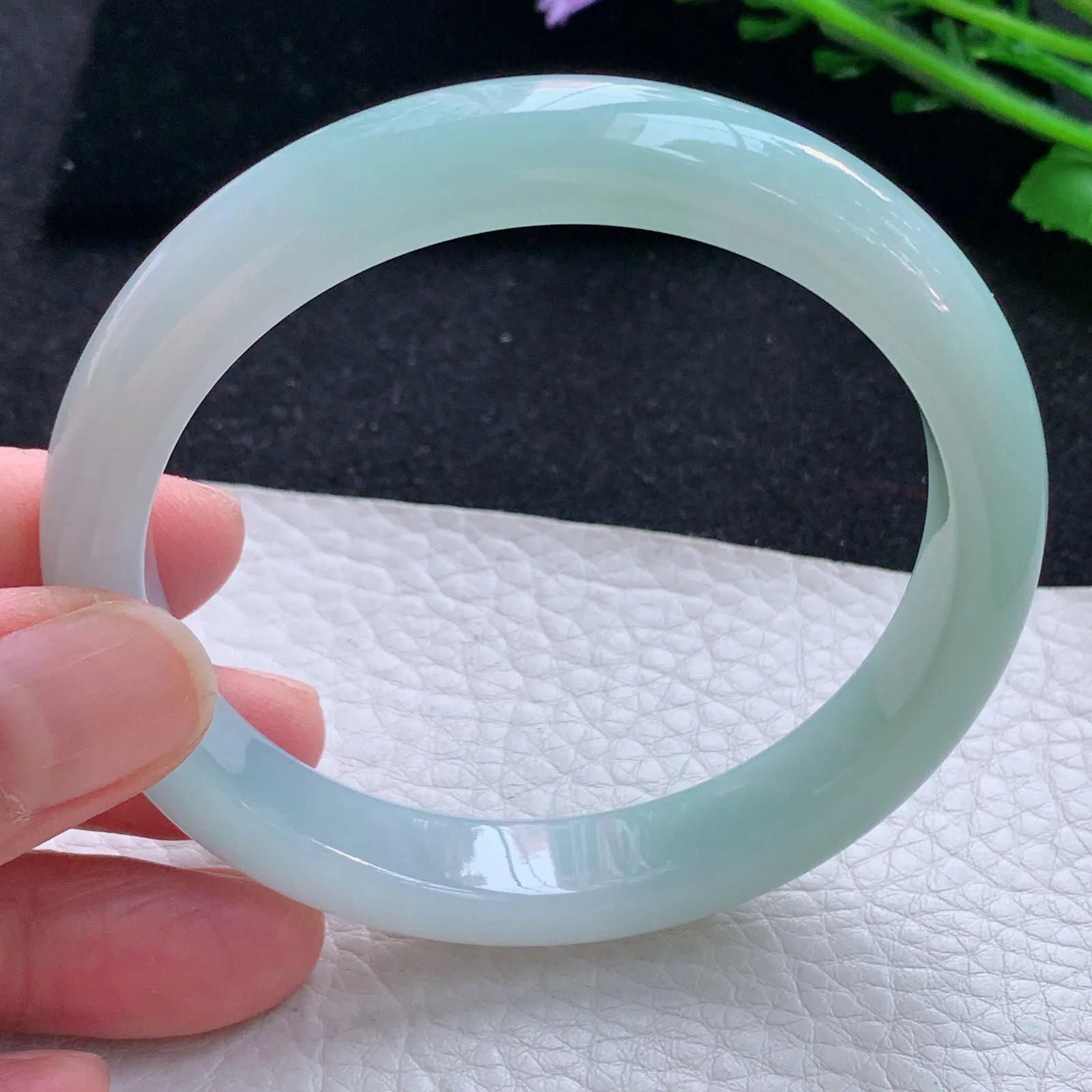 xx自然光59*11*8.2平安镯 缅甸翡翠a货玉手镯冰晴宽边玉手环