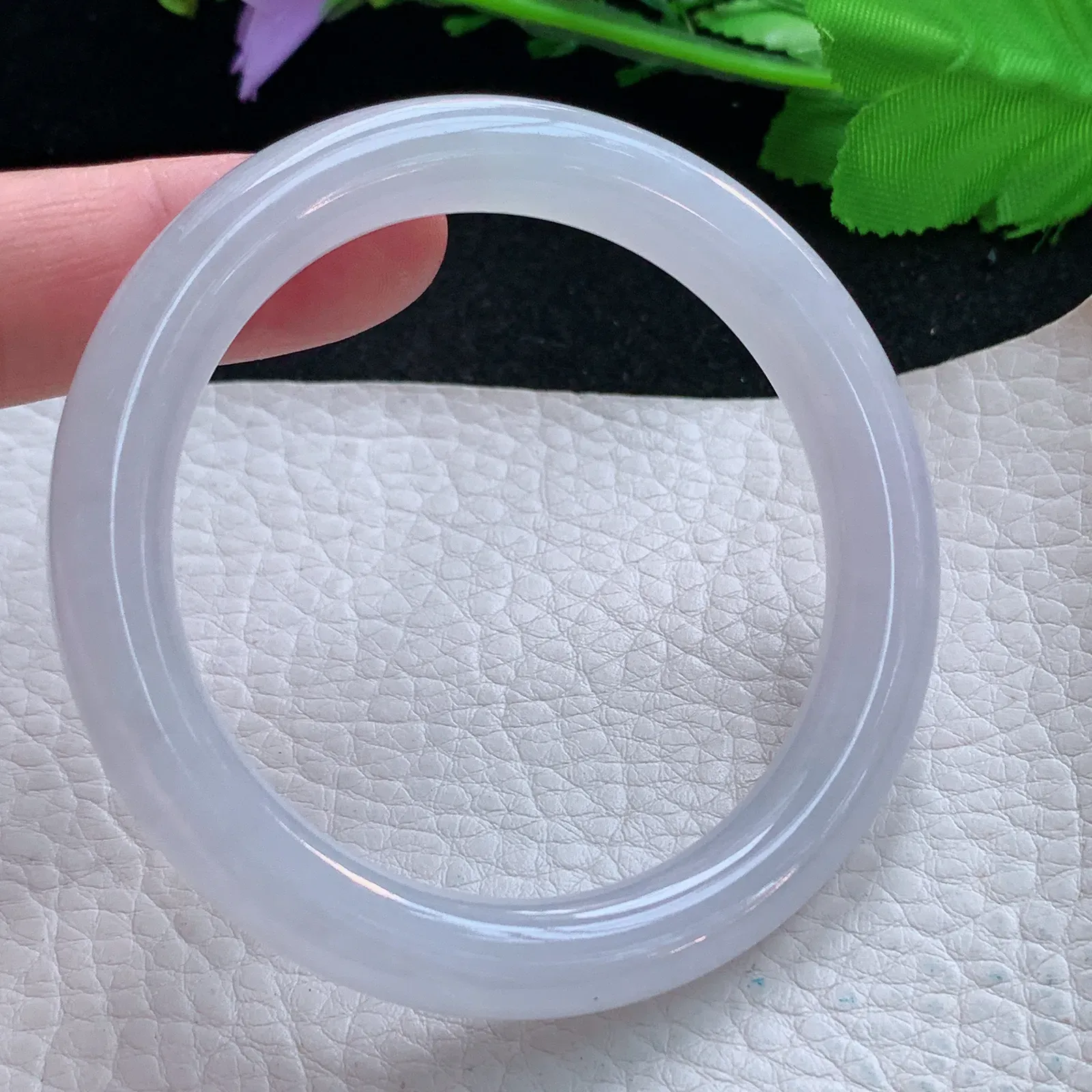 yh小圈口52*9*8.6叮当镯 翡翠a货玉手镯冰纯灵动圆条玉手环 美人镯