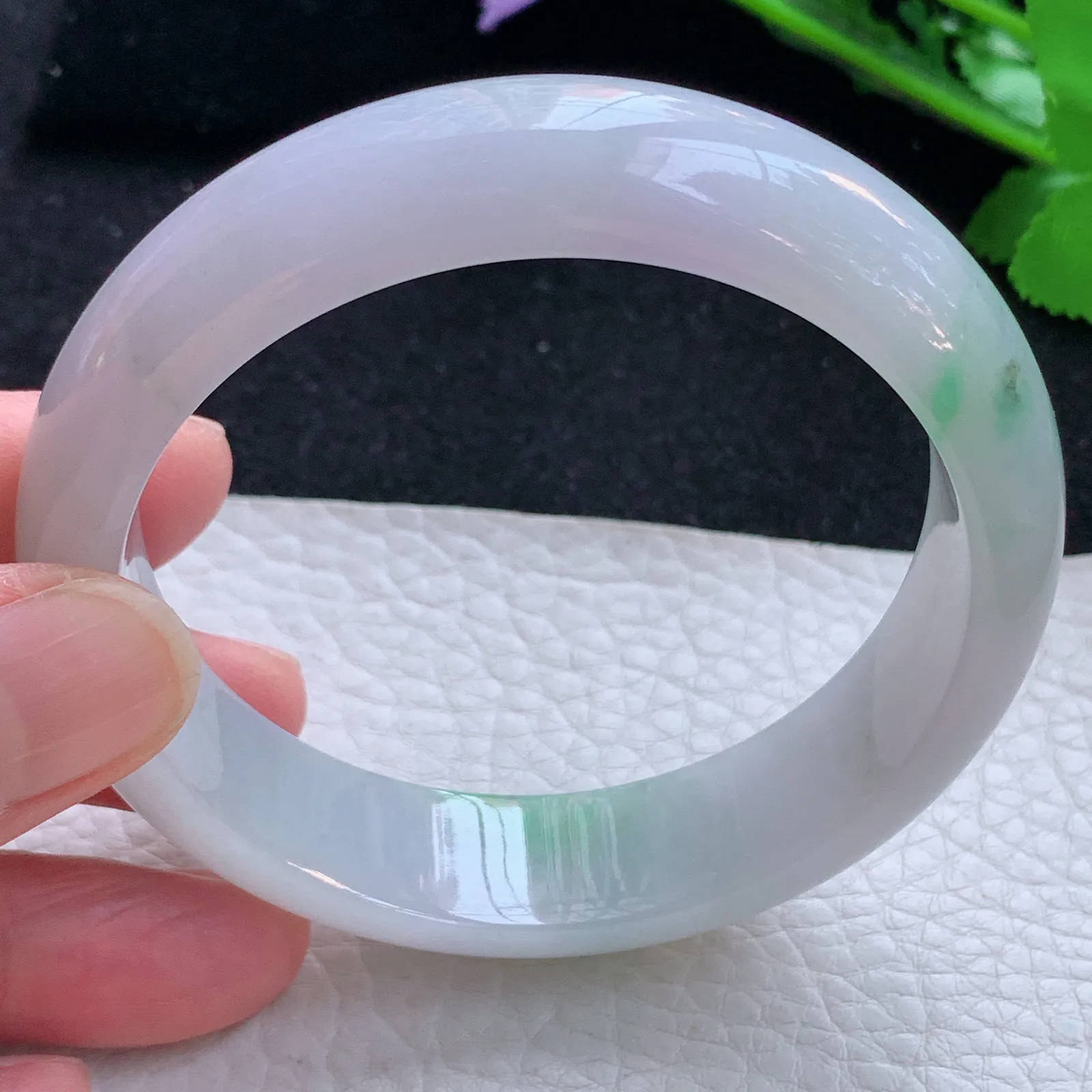 zjf自然光57.8*15*8轮胎镯 缅甸翡翠a货玉手镯春带彩宽边玉手环