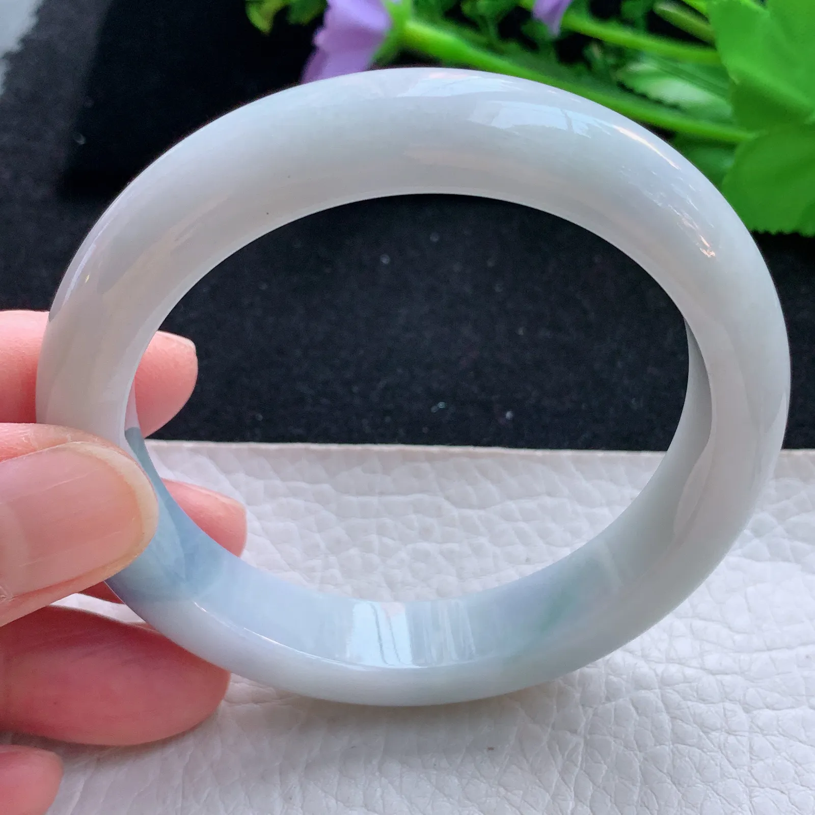 yw5自然光57*12.5*8.5平安镯 缅甸翡翠a货玉手镯高雅宽边玉手环