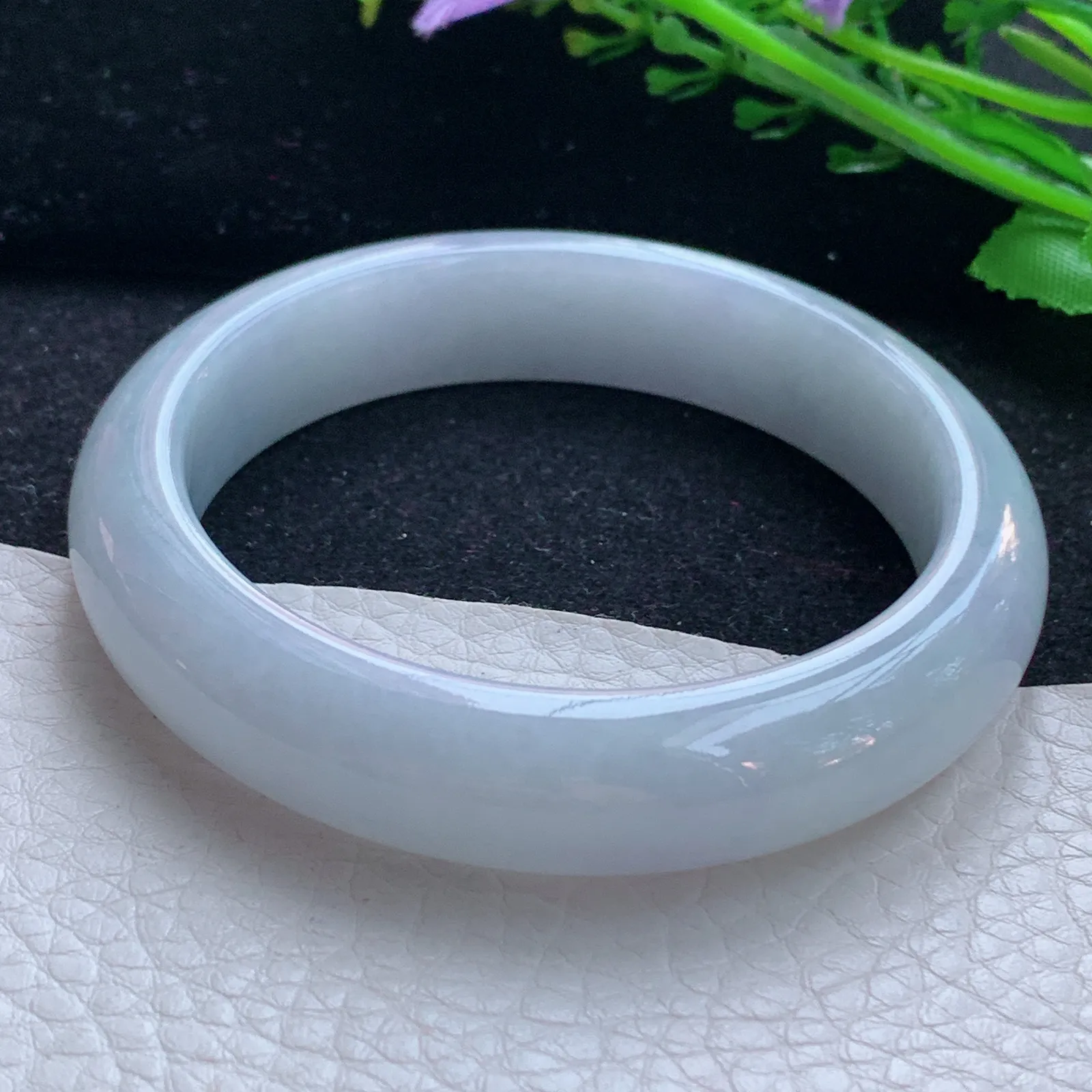 xx自然光57*13.5*8.5平安镯 缅甸翡翠a货玉手镯纯美宽边玉手环