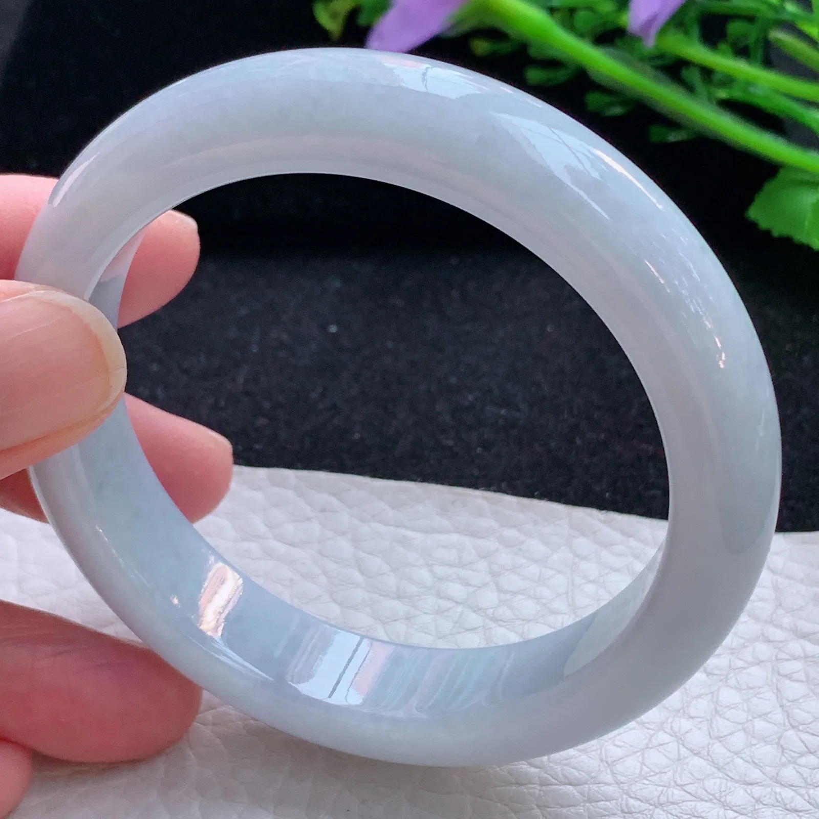 xx自然光57*13.5*8.5平安镯 缅甸翡翠a货玉手镯纯美宽边玉手环