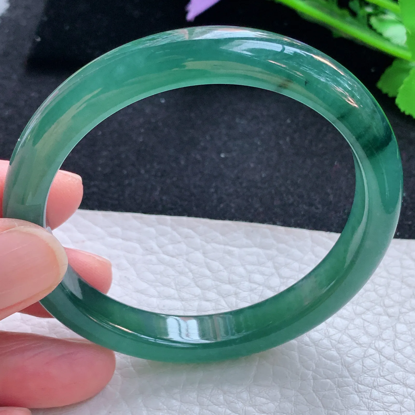 mq自然光56.5*10.8*7.2平安镯 翡翠a货玉手镯冰蓝秀气宽边玉手环