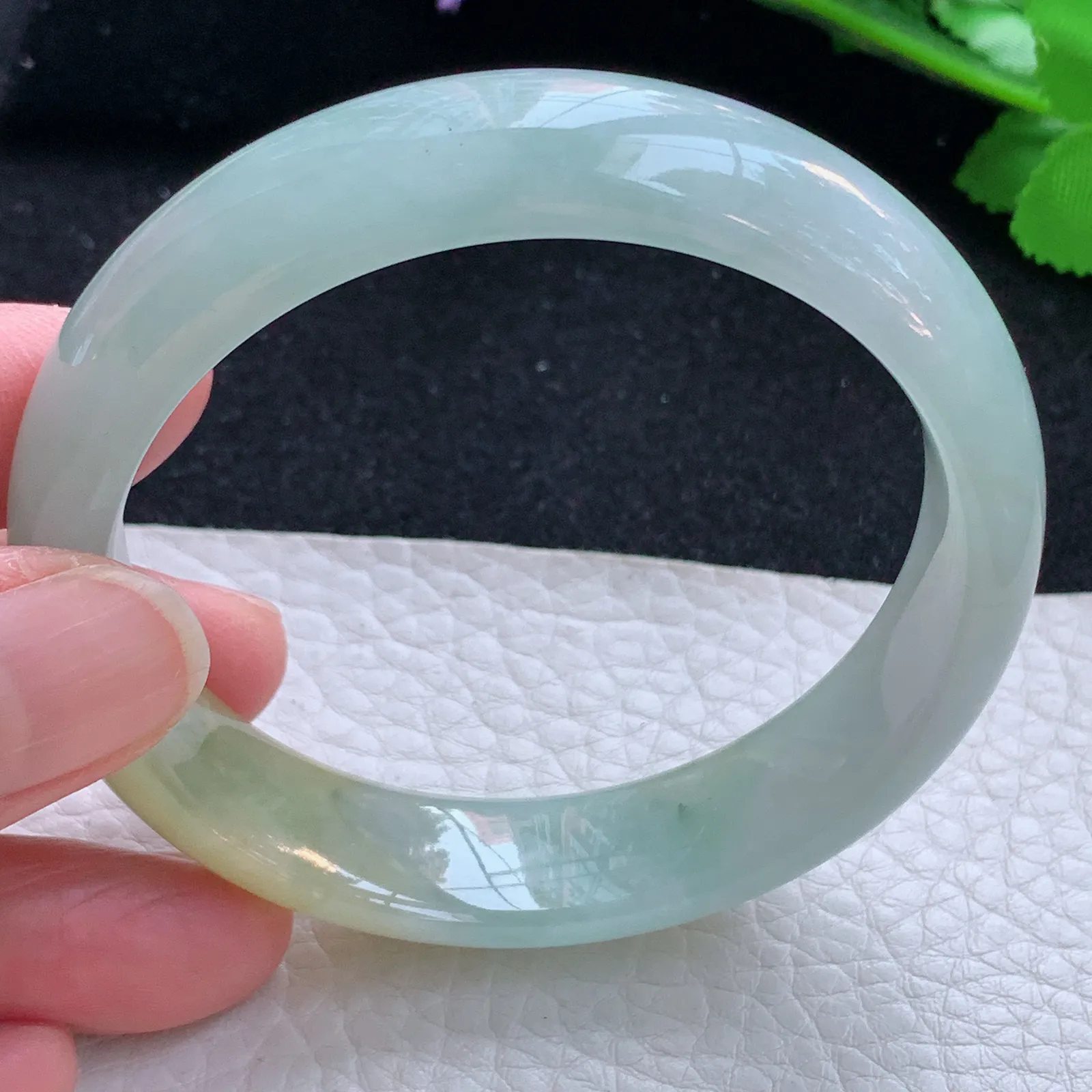 mq自然光55.5*14.5*7.3招财镯 缅甸翡翠a货玉手镯冰双彩宽边玉手环