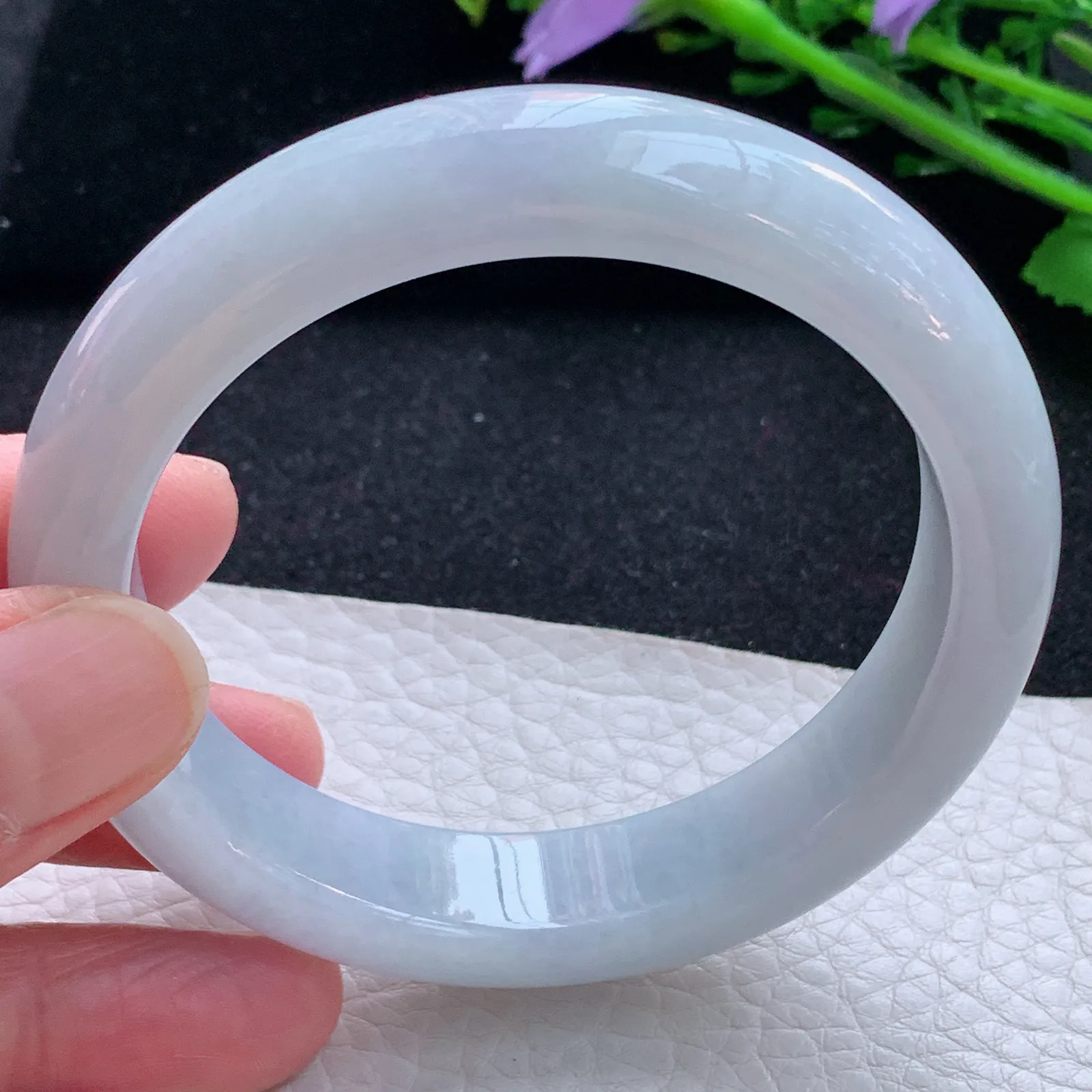 xx自然光57*13.5*8.5平安镯 缅甸翡翠a货玉手镯纯美宽边玉手环