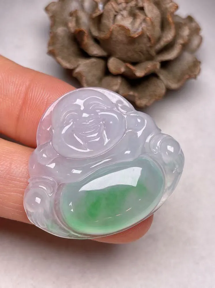 冰种飘绿【佛公】吊坠，种水好，玉质细腻 ，卖相好.