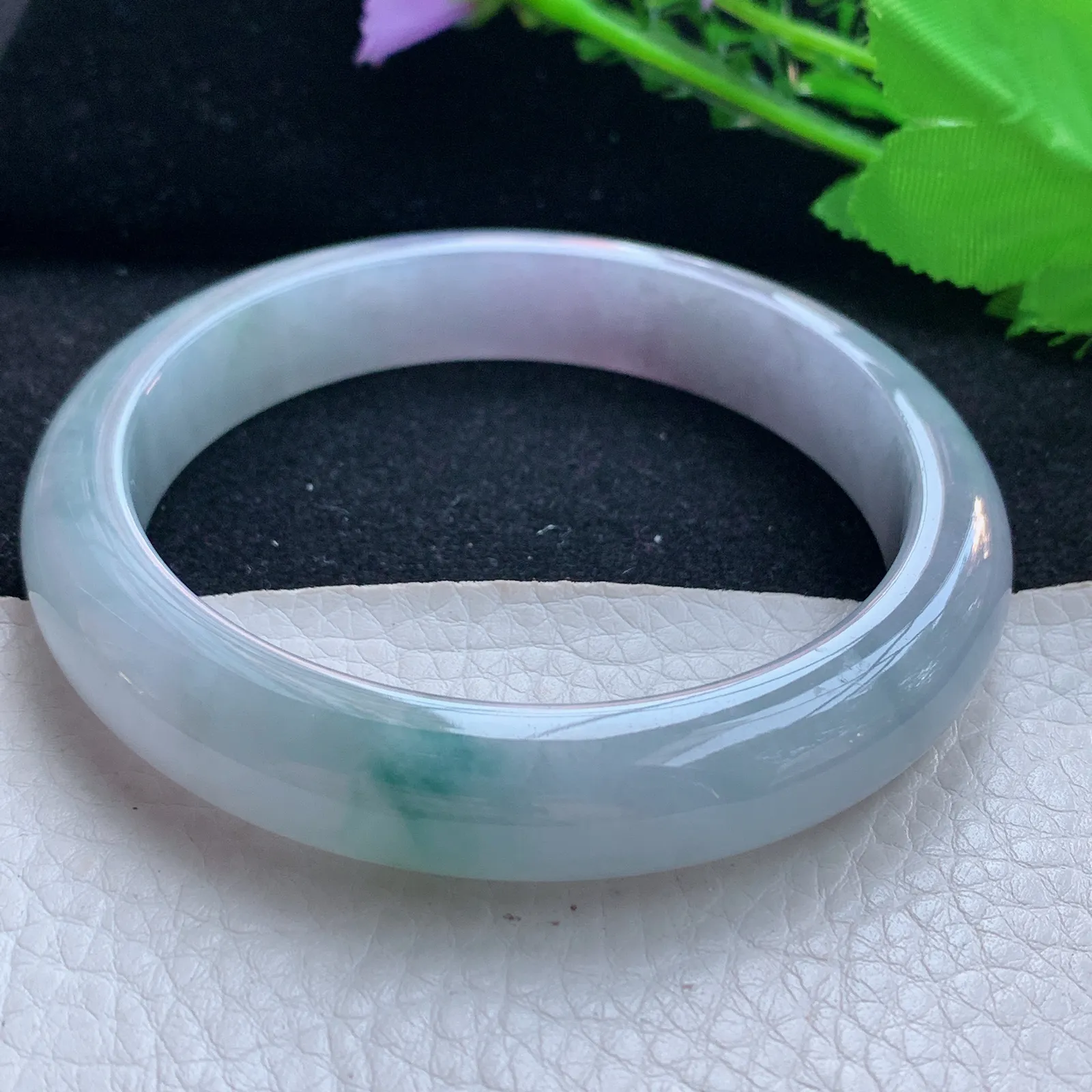 ll大圈口60.5*12*9平安镯 缅甸翡翠a货玉手镯飘花大气宽边玉手环