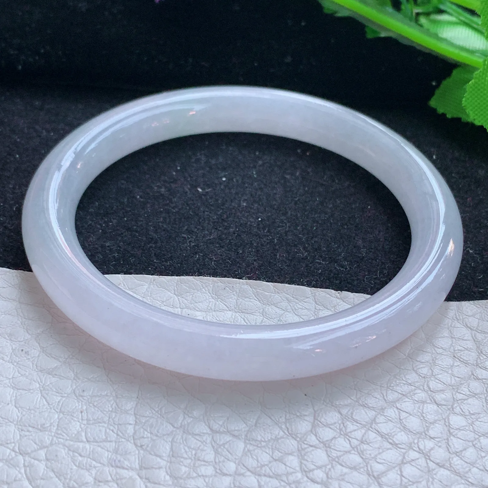 n小圈口53*7.6*7.3叮光镯 缅甸翡翠a货玉手镯白月光圆条玉手环 美人镯