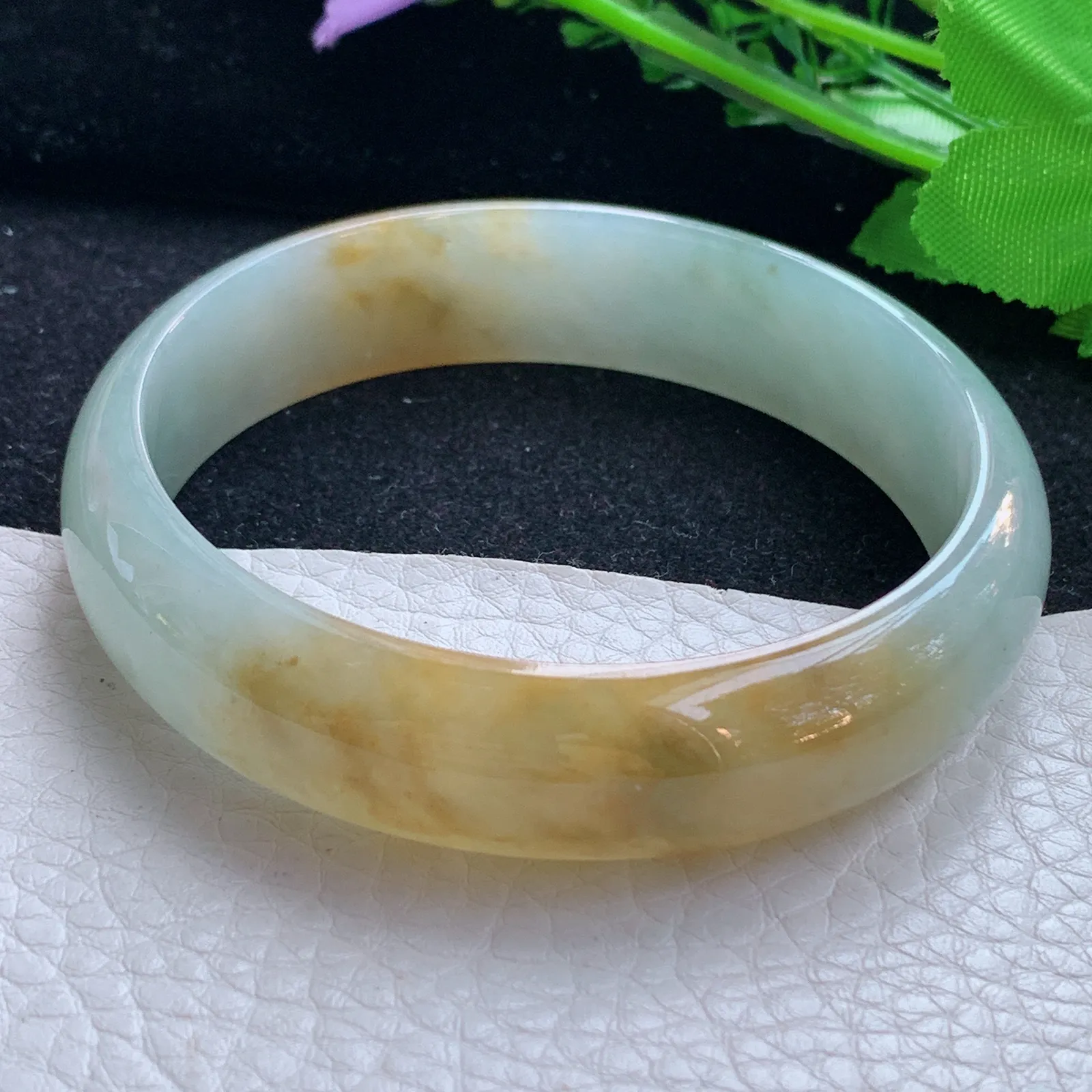 mq大圈口30*15*6.3轮胎镯 缅甸翡翠a货玉手镯冰双彩宽边玉手环