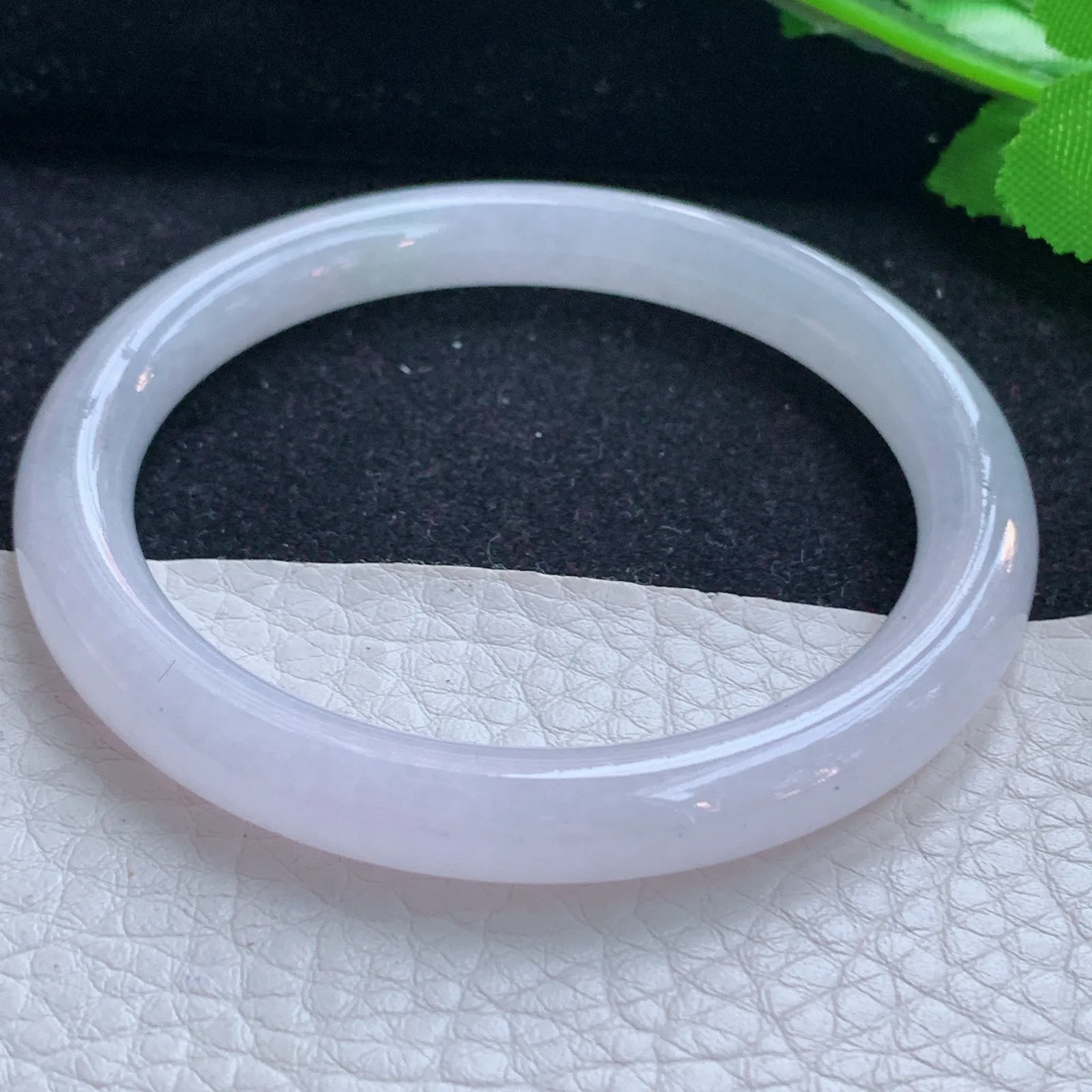 n小圈口53*7.6*7.3叮光镯 缅甸翡翠a货玉手镯白月光圆条玉手环 美人镯