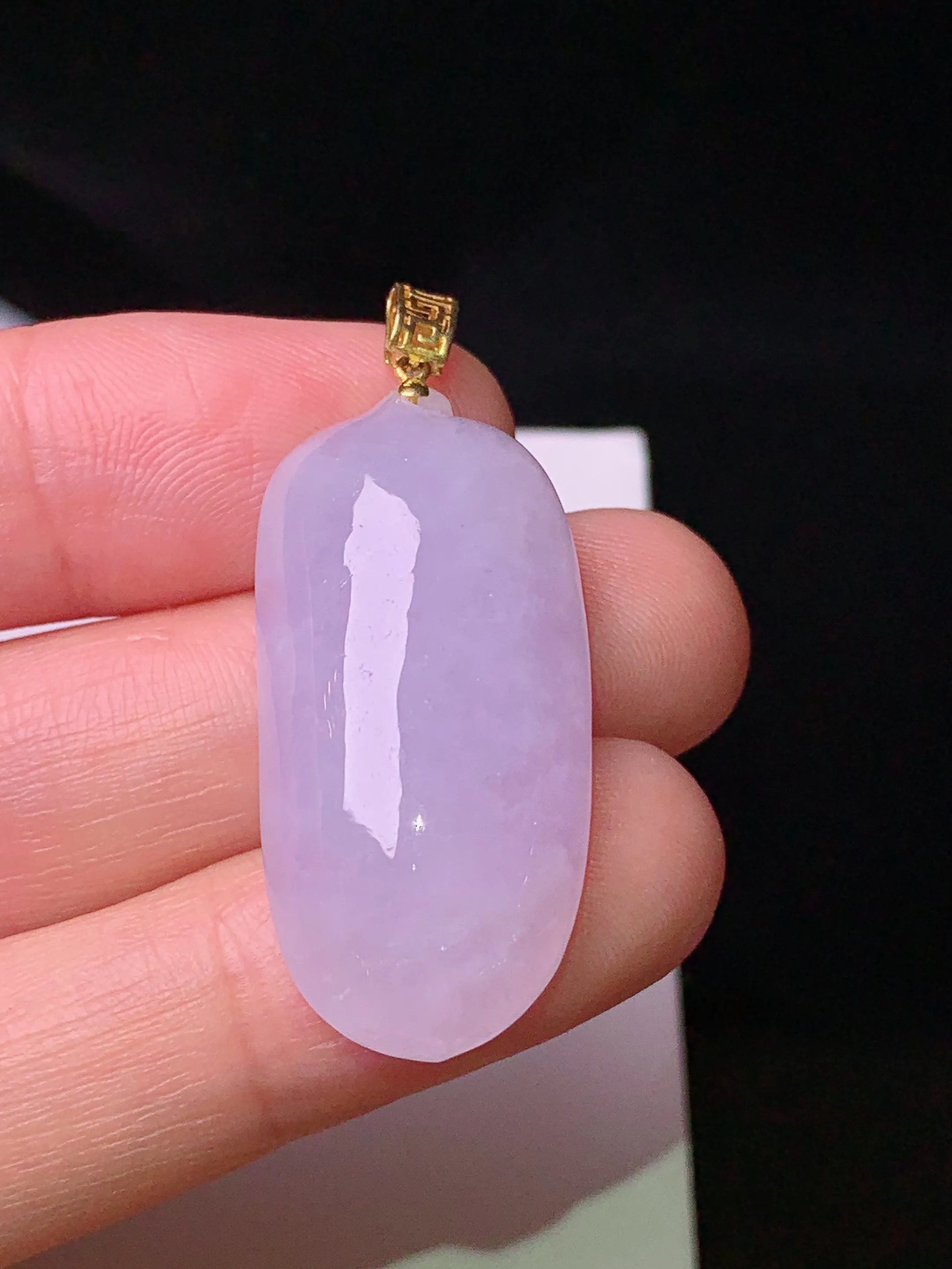 18k金镶嵌紫罗兰福瓜吊坠 玉质细腻 色泽清新艳丽 整体尺寸38.2*15.2*8.3