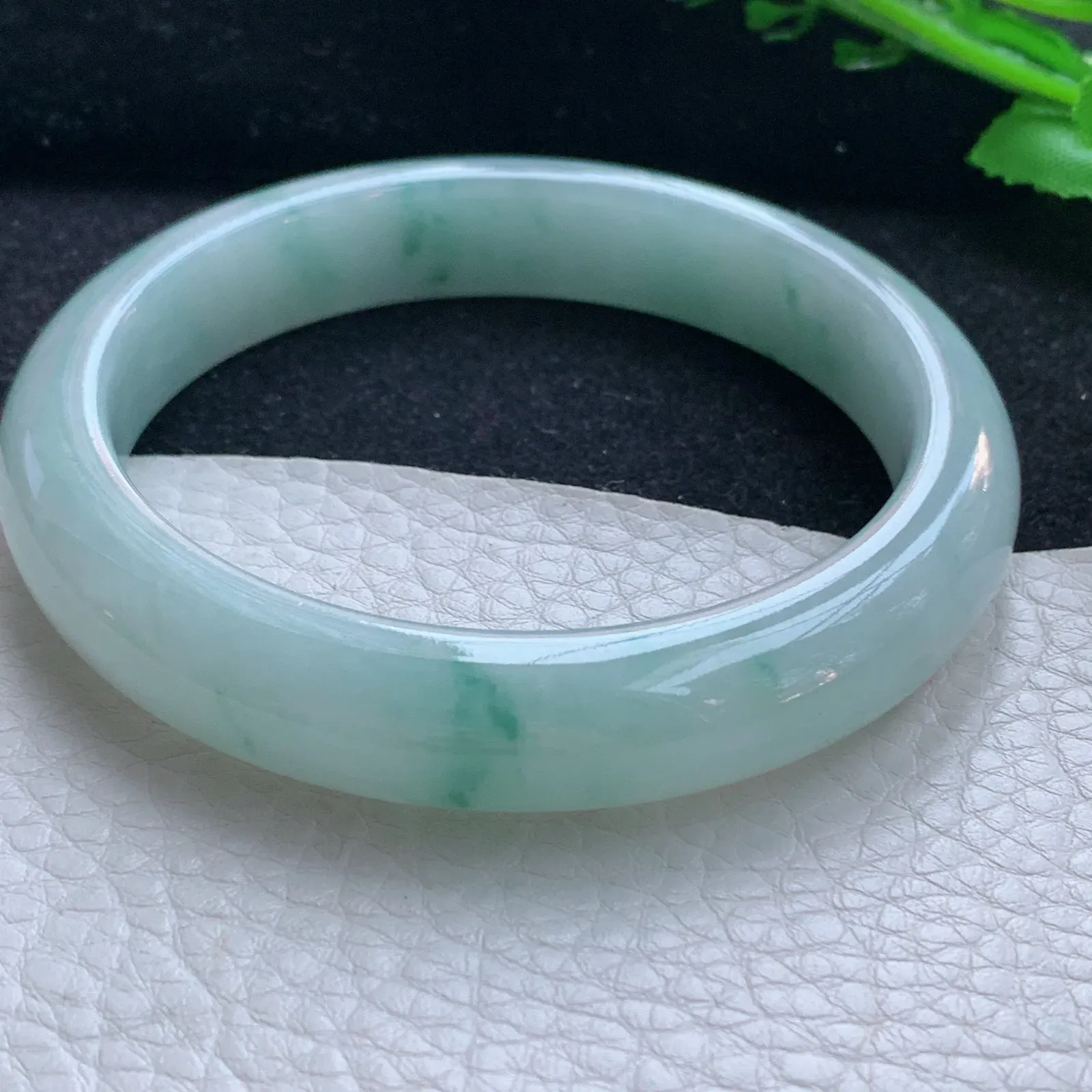 xx大圈口60.5*12*8.5平安镯 缅甸翡翠a货玉手镯冰飘花宽边玉手环