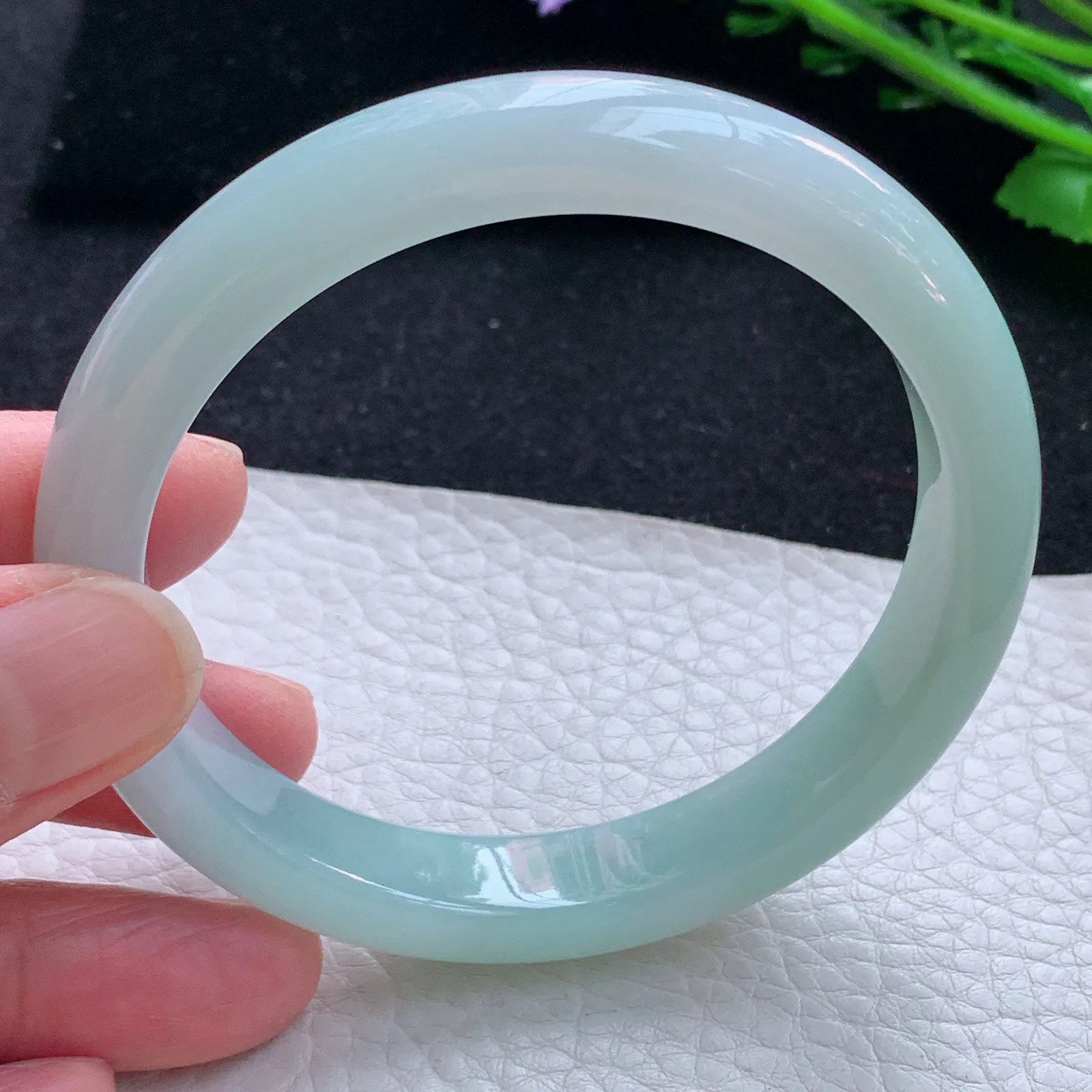 xx自然光59*11*8.2平安镯 缅甸翡翠a货玉手镯冰晴宽边玉手环