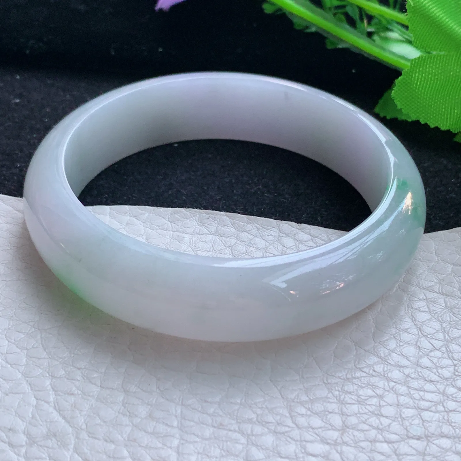 zjf自然光57.8*15*8轮胎镯 缅甸翡翠a货玉手镯春带彩宽边玉手环