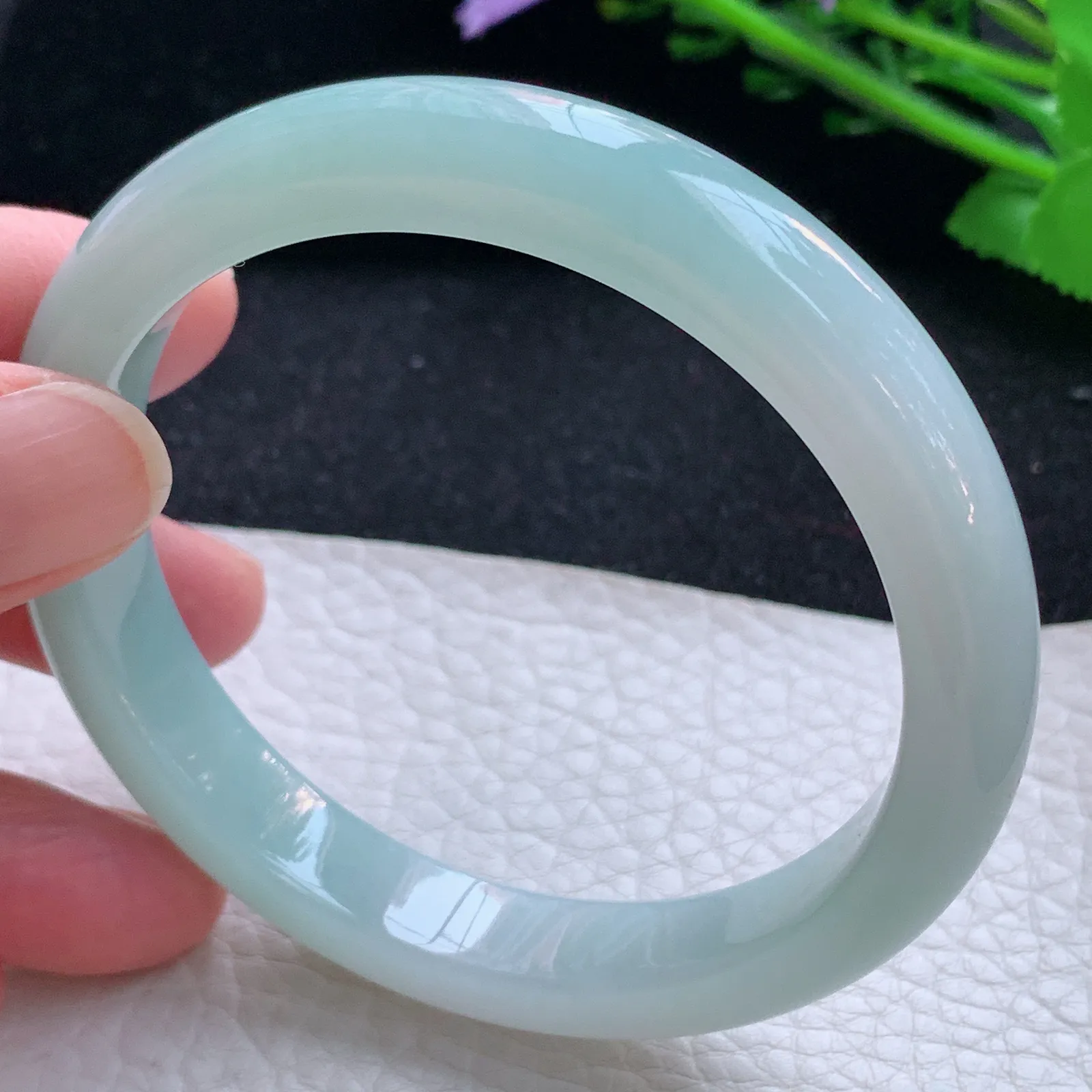 xx自然光59*11*8.2平安镯 缅甸翡翠a货玉手镯冰晴宽边玉手环