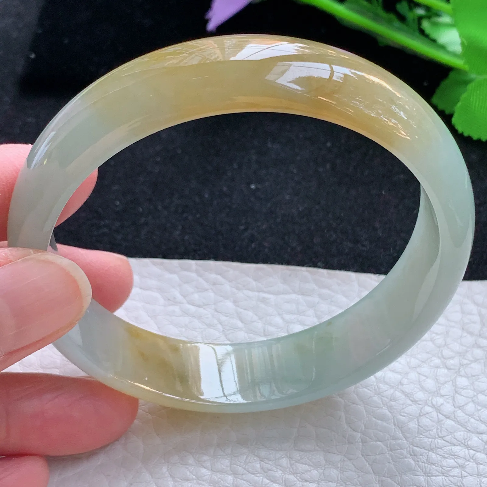 mq大圈口30*15*6.3轮胎镯 缅甸翡翠a货玉手镯冰双彩宽边玉手环