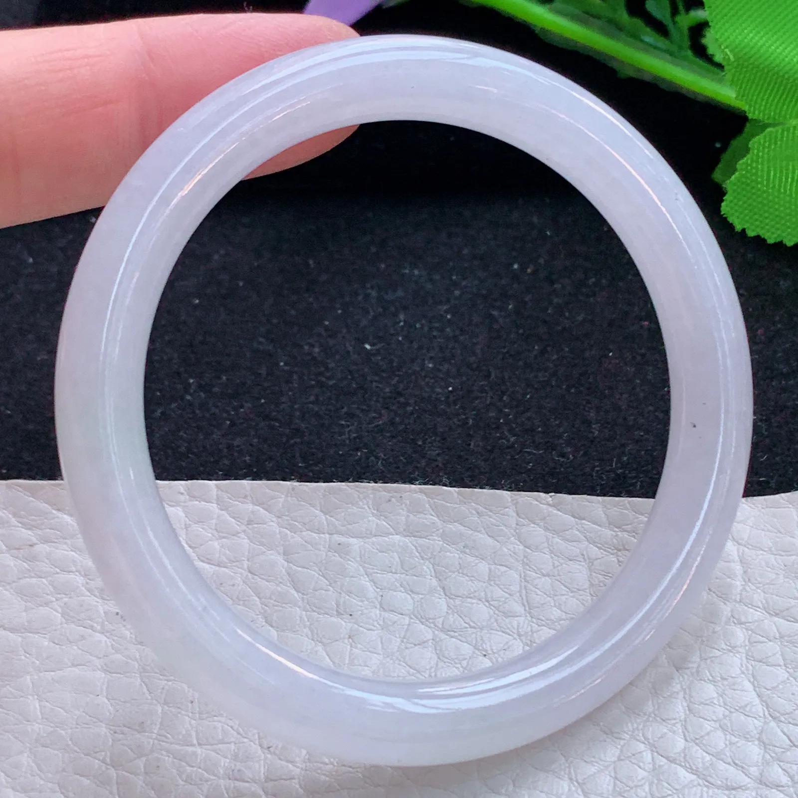 n小圈口53*7.6*7.3叮光镯 缅甸翡翠a货玉手镯白月光圆条玉手环 美人镯