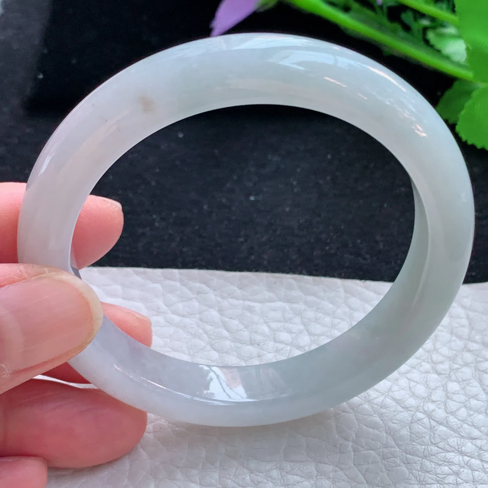 n自然光55*10.5*8平安镯 缅甸翡翠a货玉手镯冰纯清爽宽边玉手环