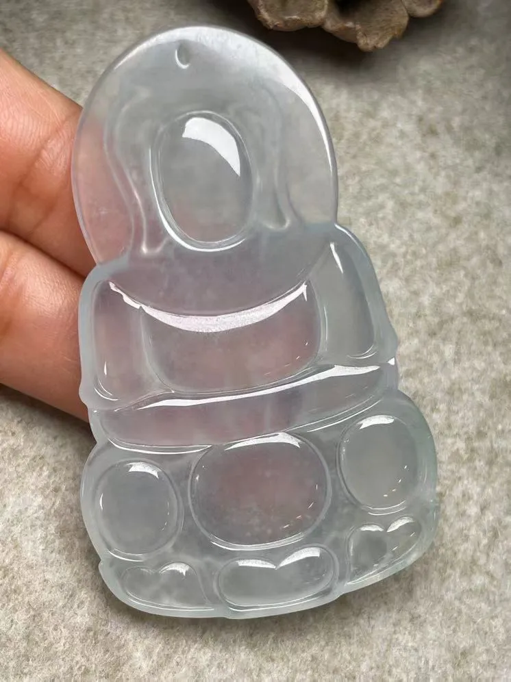 冰种【立体观音】吊坠，种水好，玉质细腻 ，卖相好‘