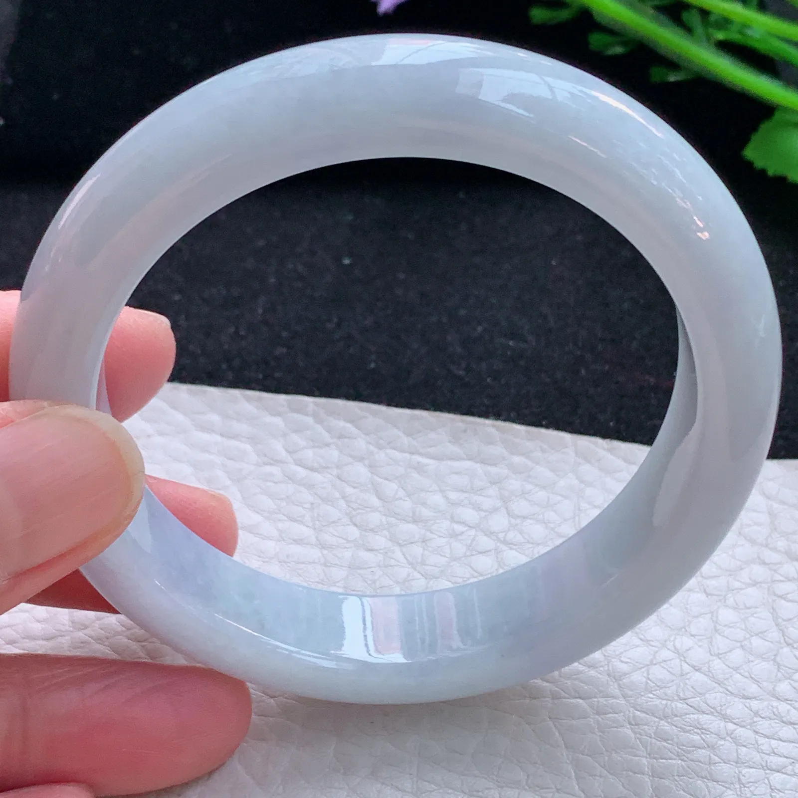 xx自然光57*13.5*8.5平安镯 缅甸翡翠a货玉手镯纯美宽边玉手环