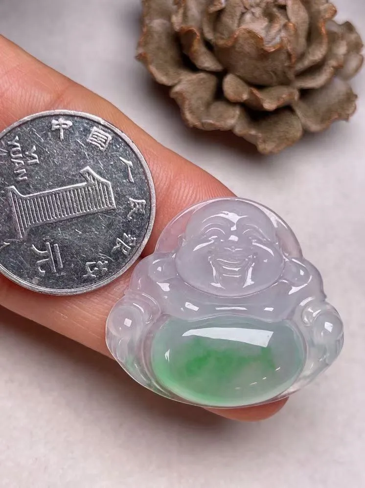 冰种飘绿【佛公】吊坠，种水好，玉质细腻 ，卖相好.