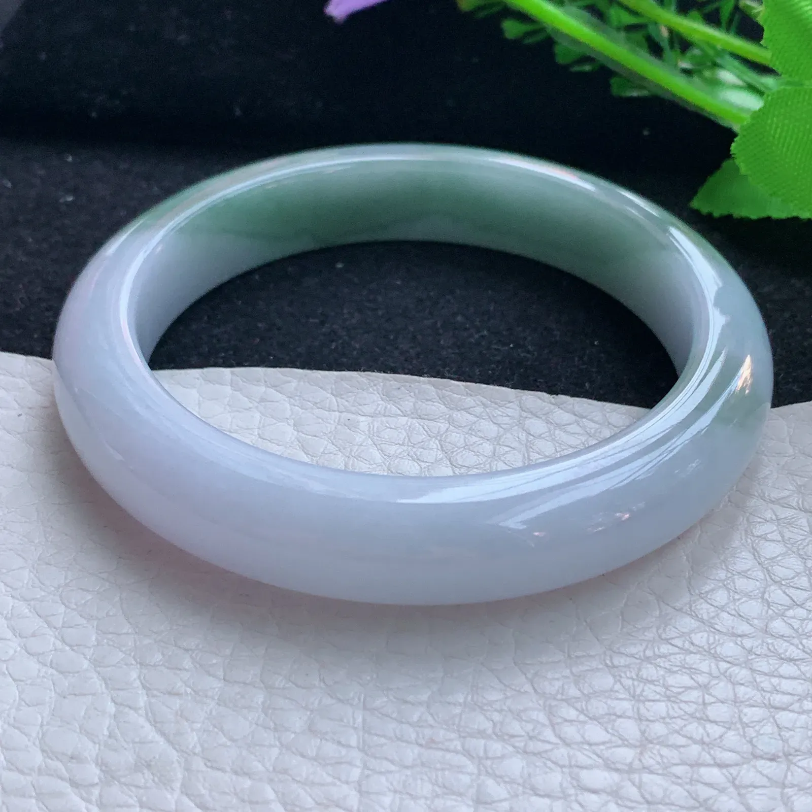 z大圈口60*12*9平安镯 缅甸翡翠a货玉手镯双彩宽边玉手环 平安镯