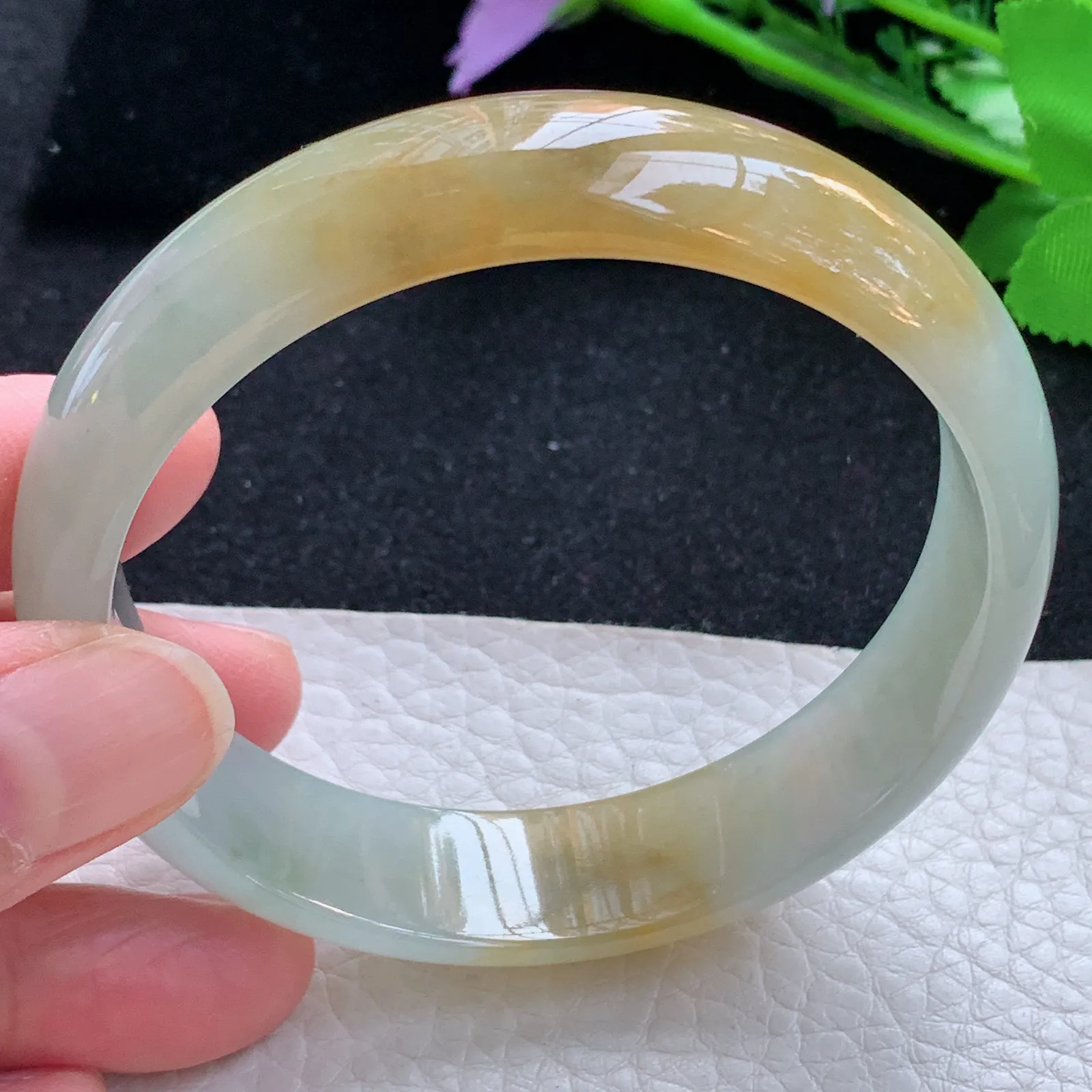 mq大圈口30*15*6.3轮胎镯 缅甸翡翠a货玉手镯冰双彩宽边玉手环