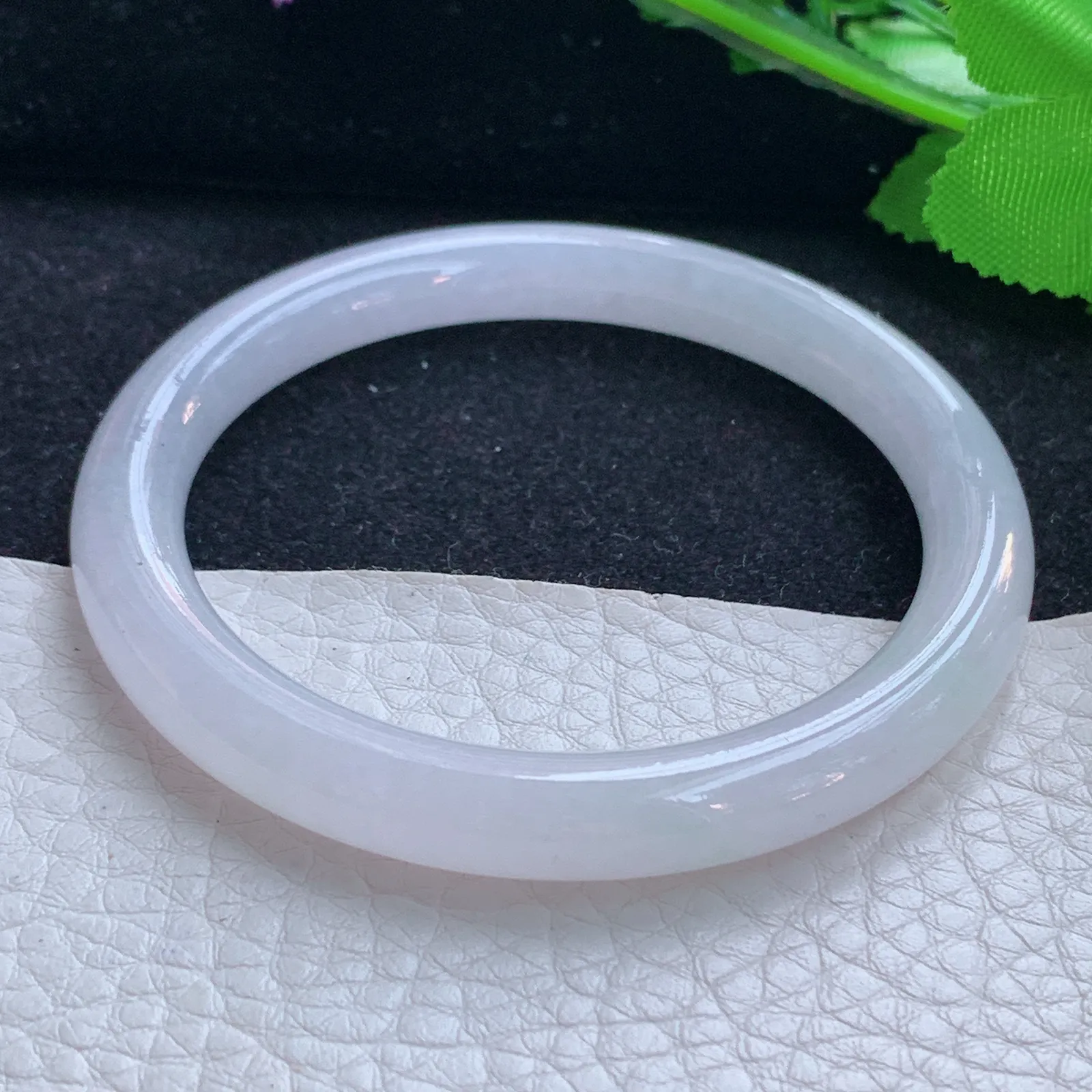 n小圈口53*7.6*7.3叮光镯 缅甸翡翠a货玉手镯白月光圆条玉手环 美人镯