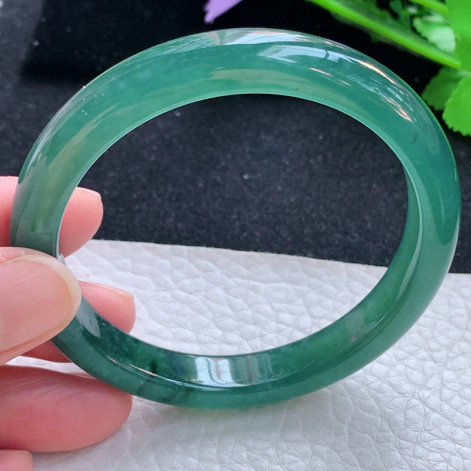 mq自然光56.5*10.8*7.2平安镯 翡翠a货玉手镯冰蓝秀气宽边玉手环