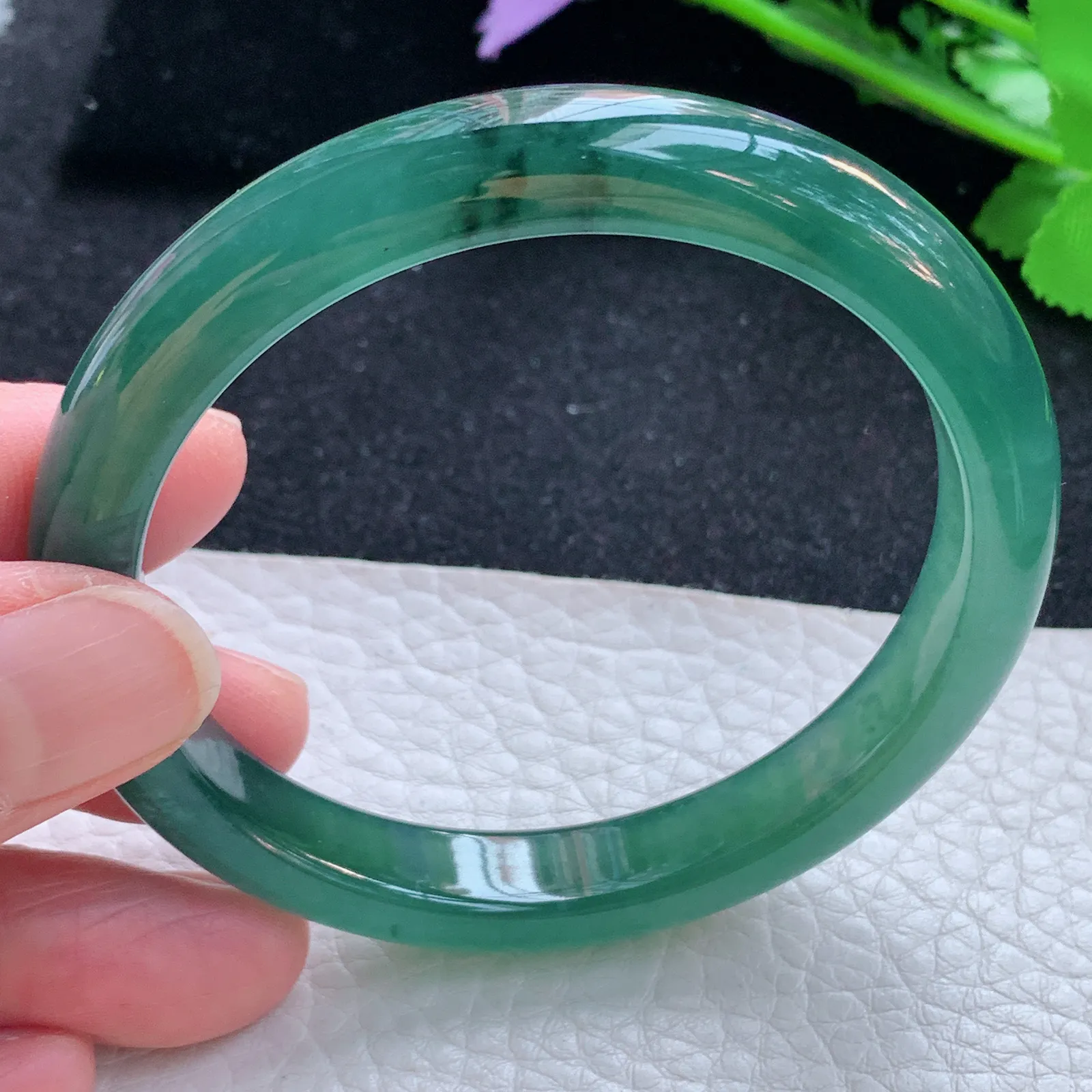 mq自然光56.5*10.8*7.2平安镯 翡翠a货玉手镯冰蓝秀气宽边玉手环