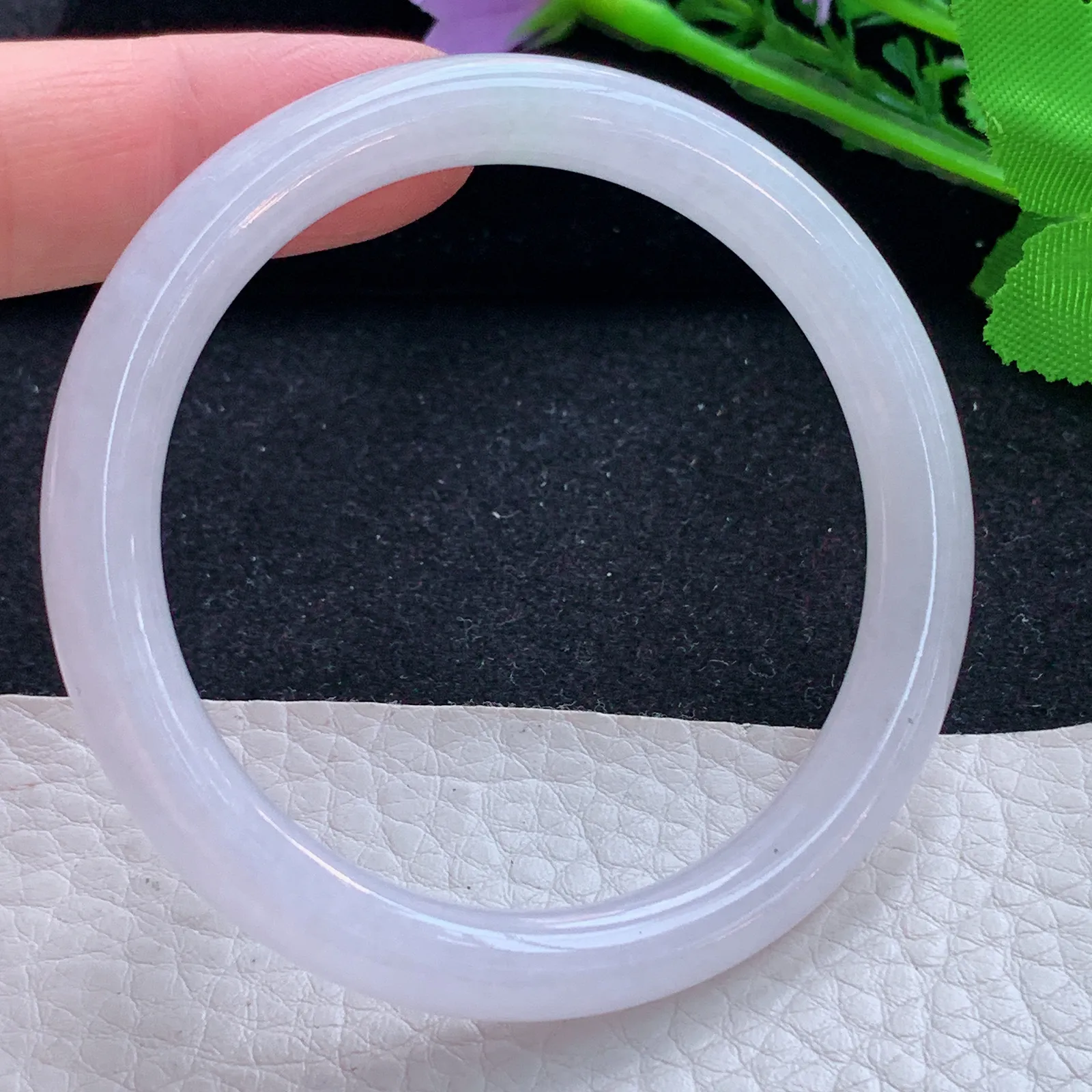 n小圈口53*7.6*7.3叮光镯 缅甸翡翠a货玉手镯白月光圆条玉手环 美人镯