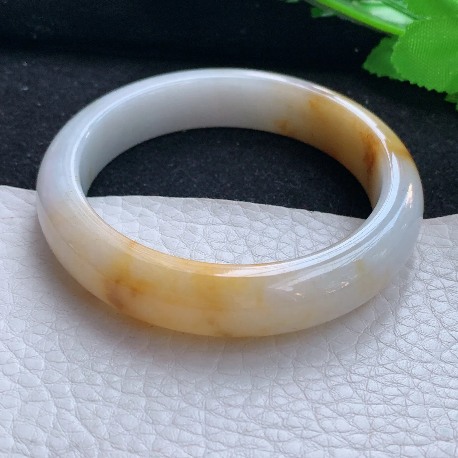 mq自然光54.5*12.5*8招财镯 缅甸翡翠a货玉手镯双彩宽边玉手环