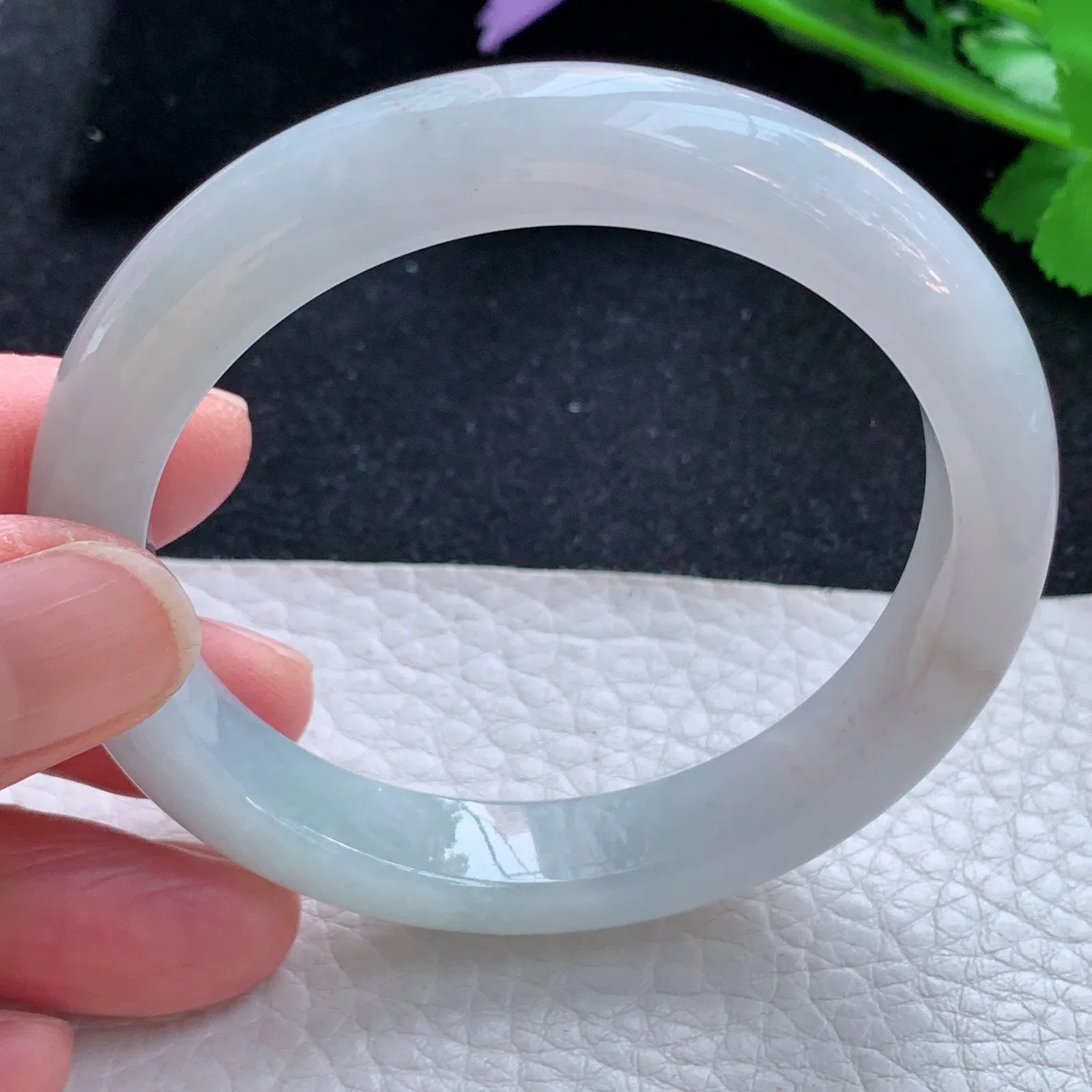 n自然光55*10.5*8平安镯 缅甸翡翠a货玉手镯冰纯清爽宽边玉手环