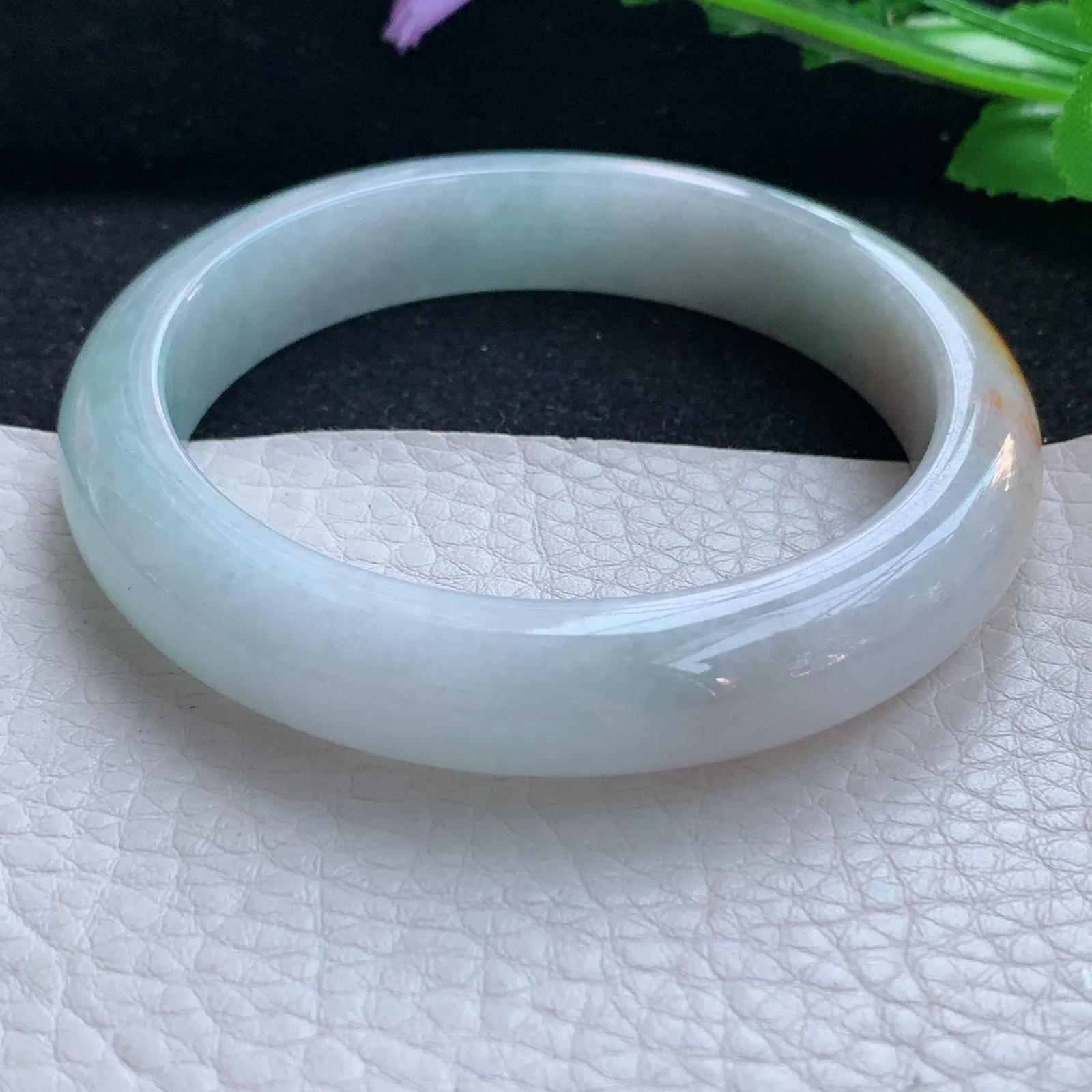 xc自然光57*12*8.3平安镯 缅甸翡翠a货玉手镯三彩厚装宽边玉手环