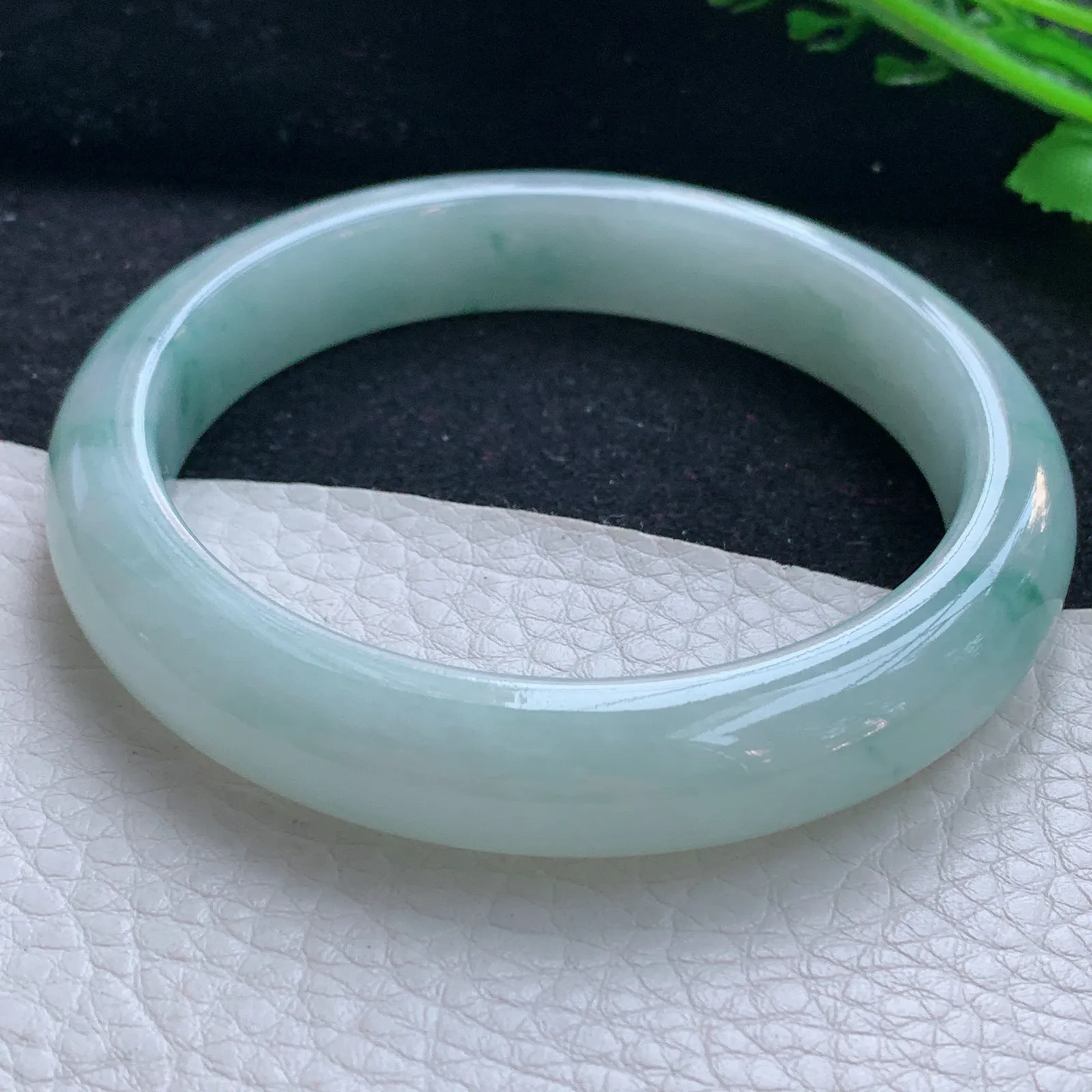 xx大圈口60.5*12*8.5平安镯 缅甸翡翠a货玉手镯冰飘花宽边玉手环