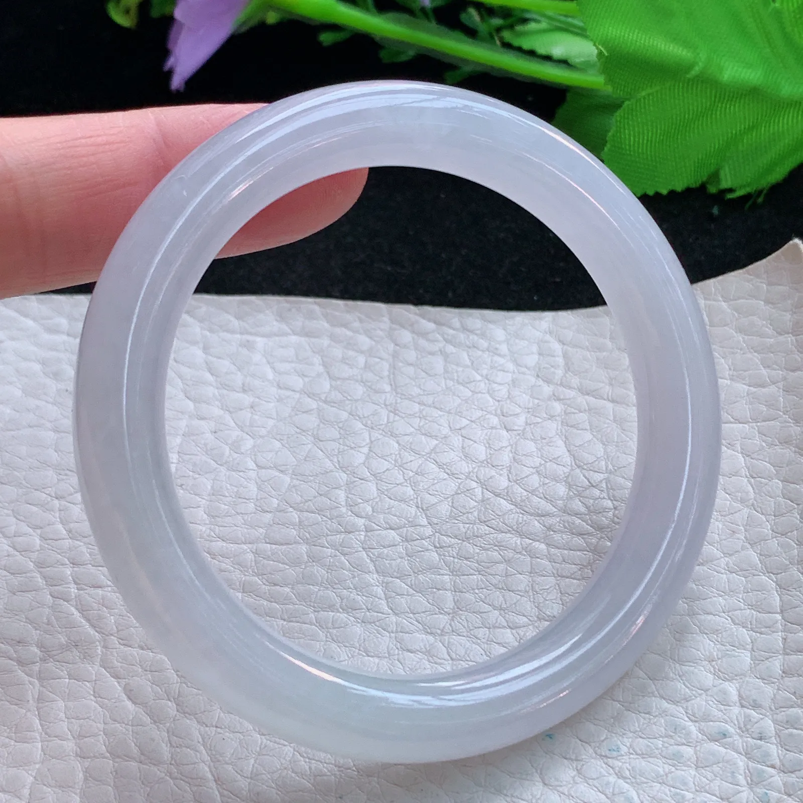 yh小圈口52*9*8.6叮当镯 翡翠a货玉手镯冰纯灵动圆条玉手环 美人镯