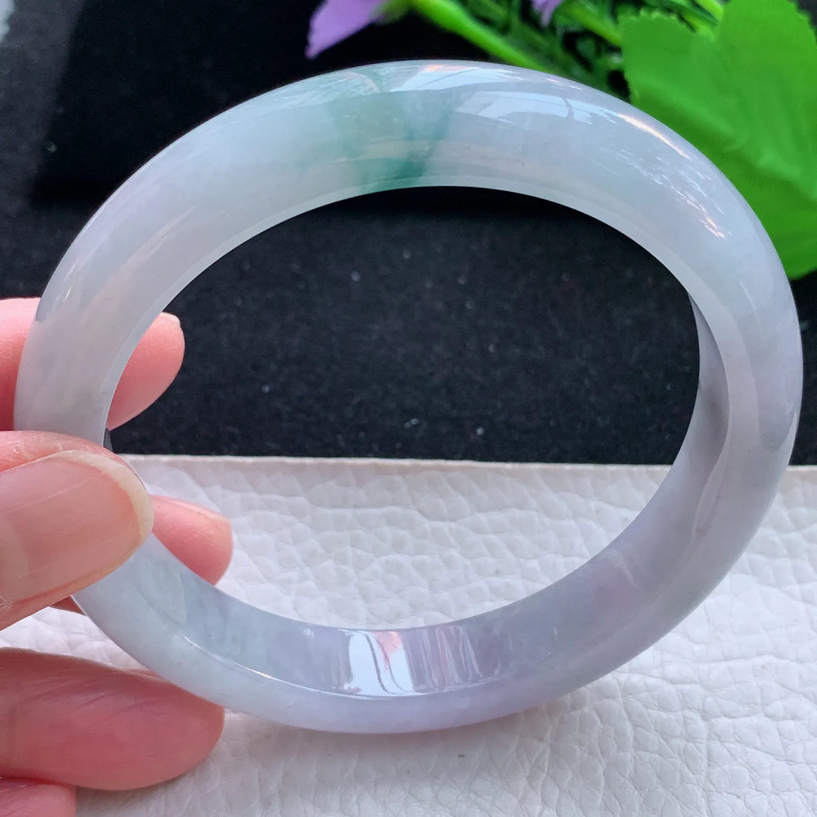 ll大圈口60.5*12*9平安镯 缅甸翡翠a货玉手镯飘花大气宽边玉手环