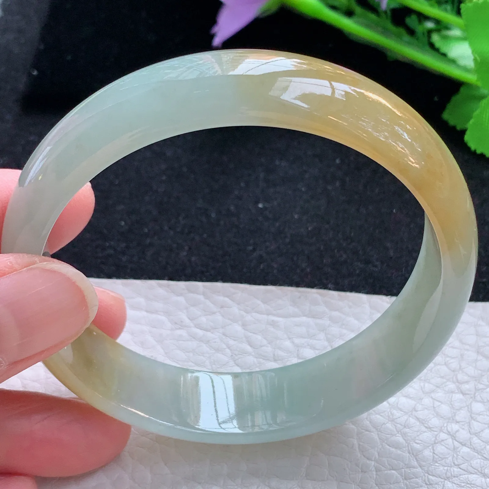 mq大圈口30*15*6.3轮胎镯 缅甸翡翠a货玉手镯冰双彩宽边玉手环